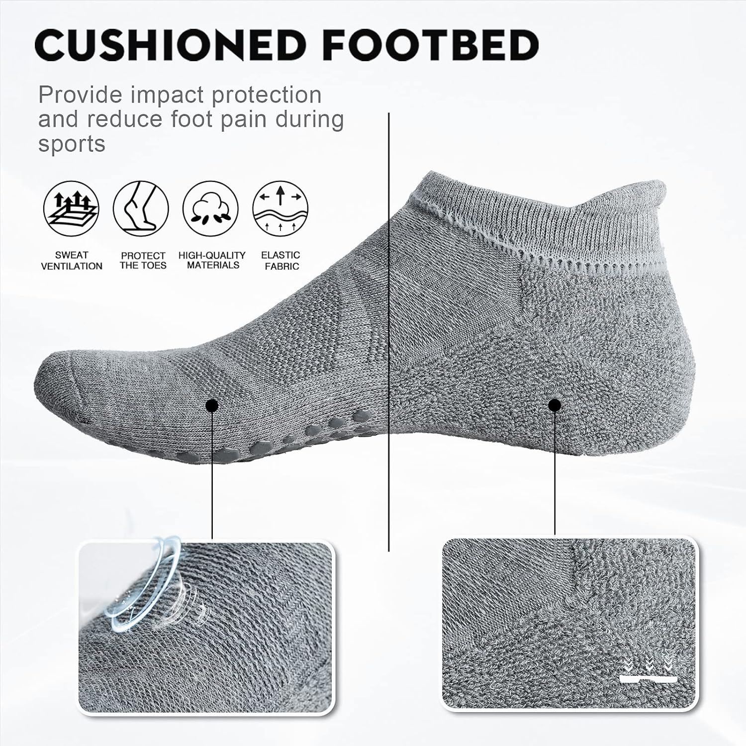 Thumbnail 4 de Ozaiic Yoga Socks for Women & Men with Grips – Non-Slip Cushioned Socks for Yoga, Pilates, Barre and Hospital Use (3 Pairs)
