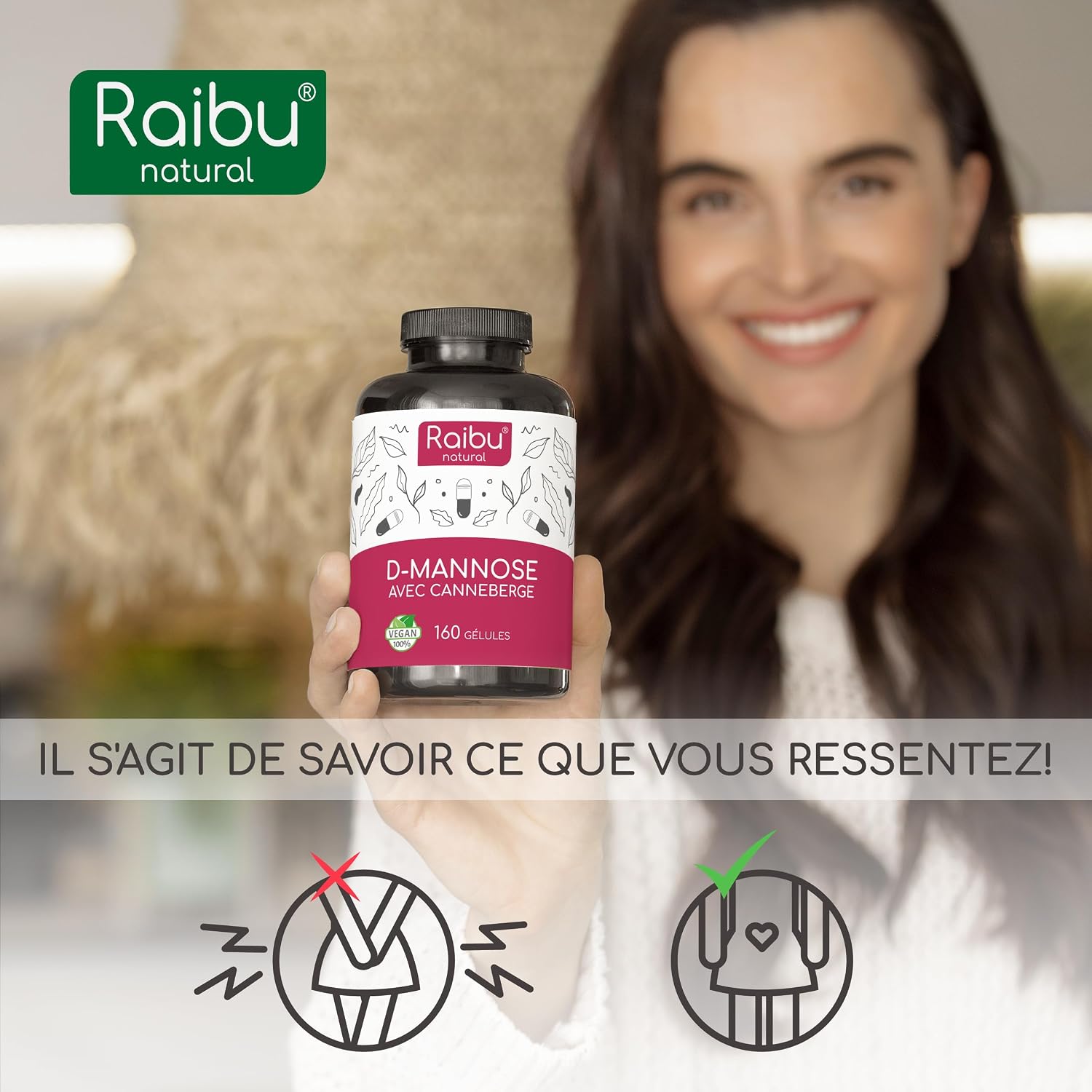 Thumbnail 4 de D-Mannose Raibu Pur 2100 mg par Dose Quotidienne Fortement Dosée – Végan, Canneberge et Vitamine C, 160 gélules