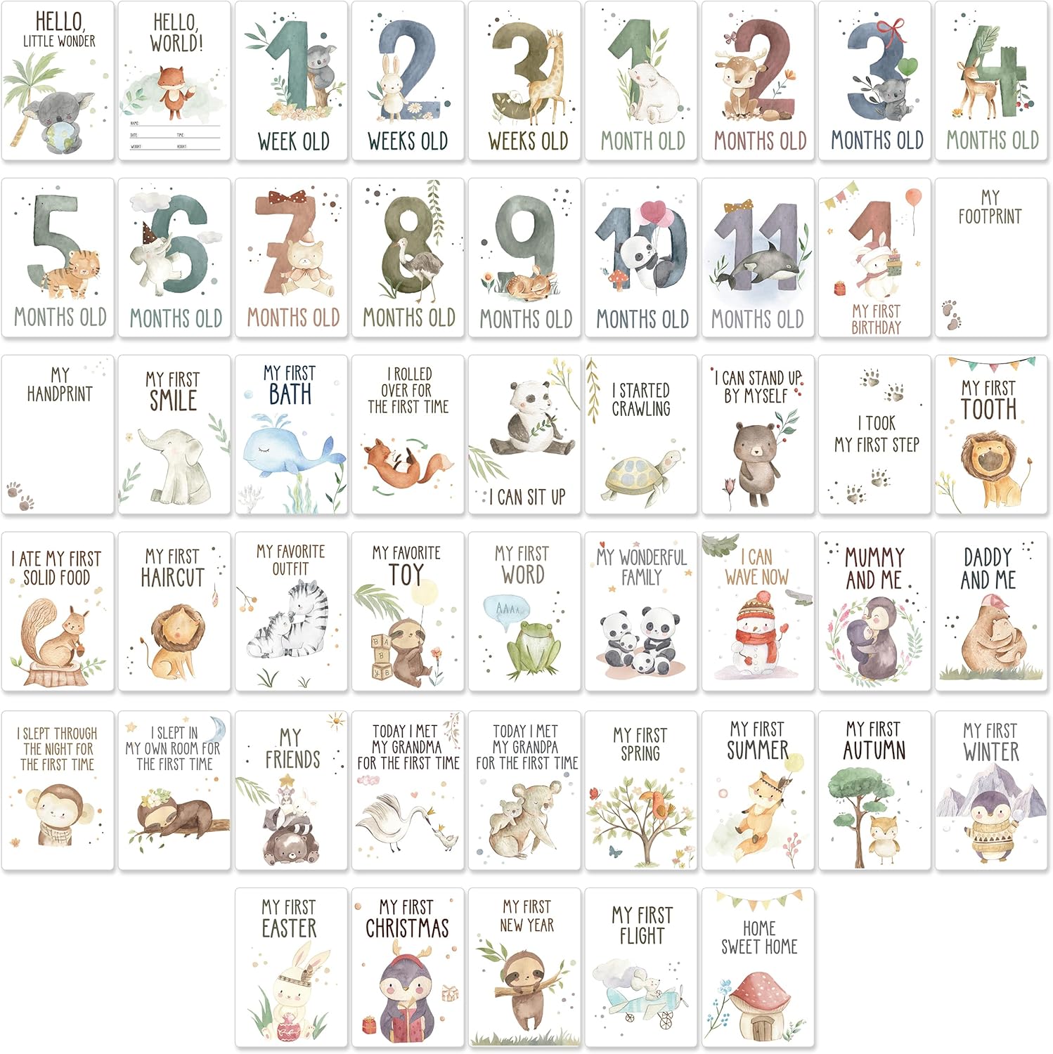 Thumbnail 1 de Baby milestone cards 50 pack A6