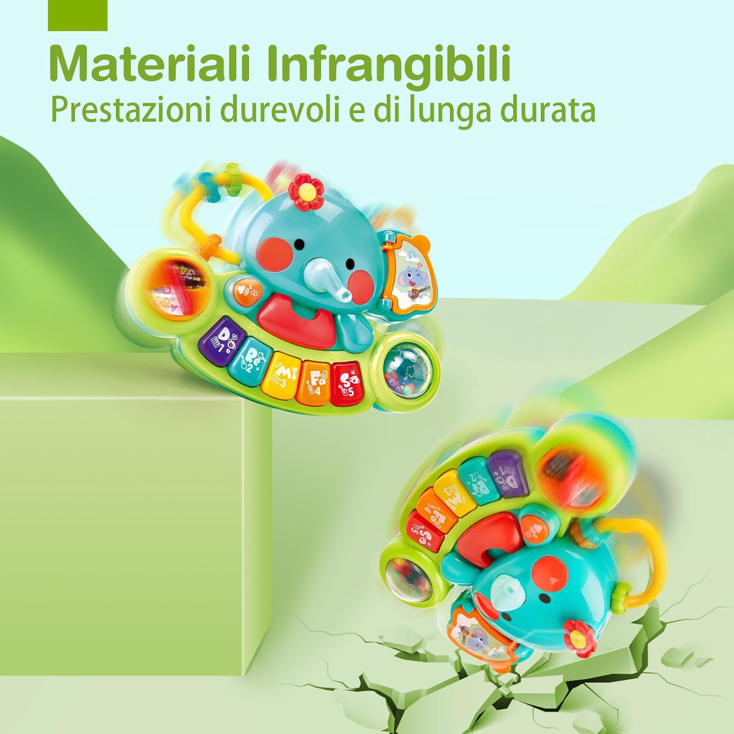 Thumbnail 6 de hahaland Giochi Musicali Bambini 6 Mesi – Pianoforte-Elefante con Musica e Luci, Tastiera Educativa per Neonato 6–12 Mesi