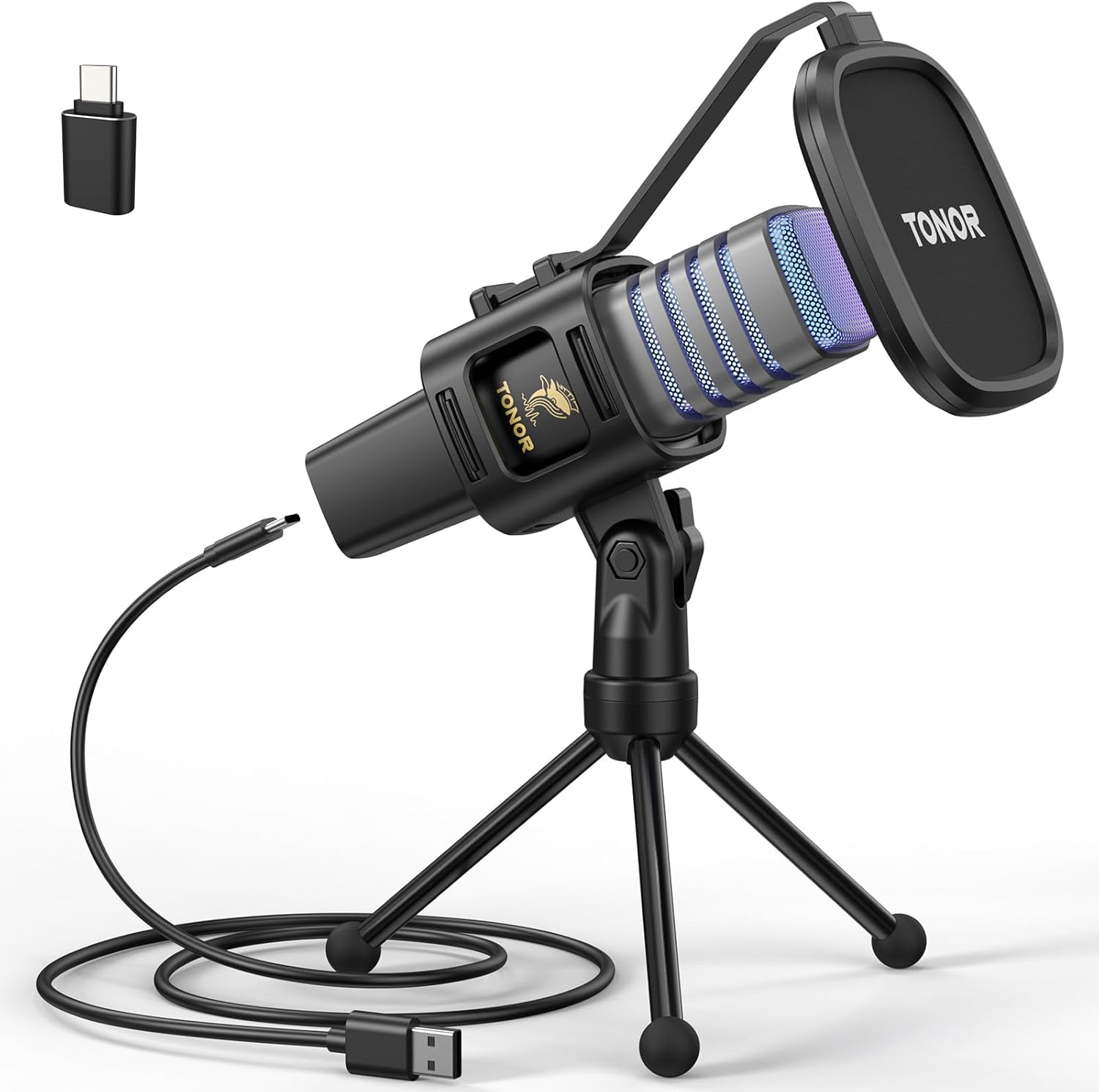 TONOR TC30 : micro USB à condensateur pour gaming, streaming et podcasts, RVB et mode Plug & Play