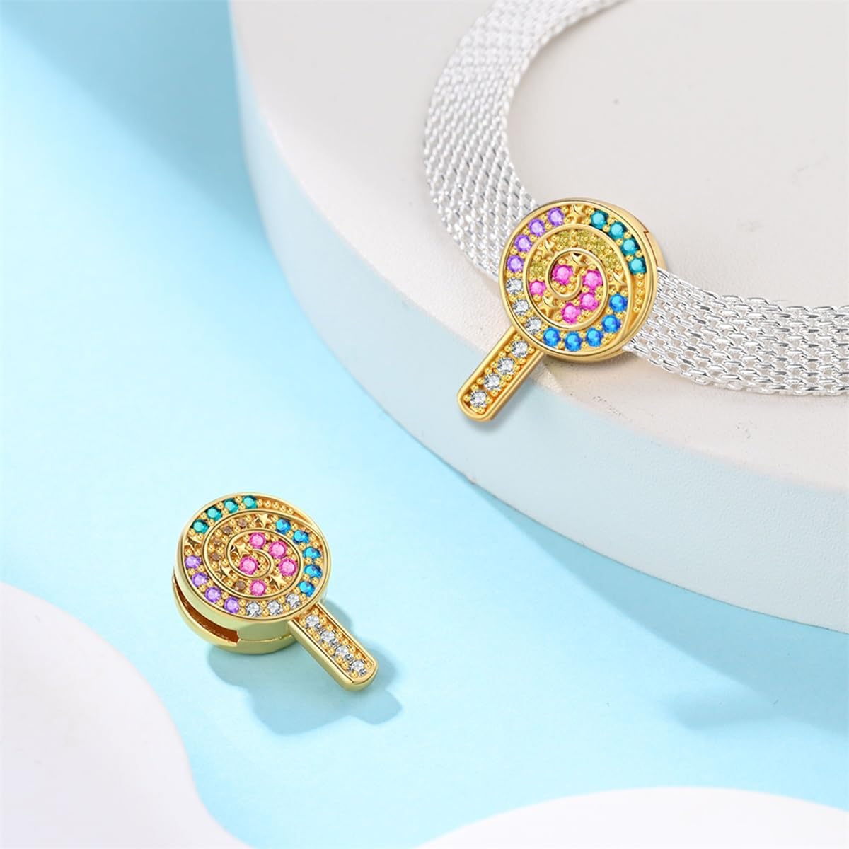 Detalle 2 de KUNSIR 925 Silver Reflective Clip-On Charms for European & Pandora Bracelets