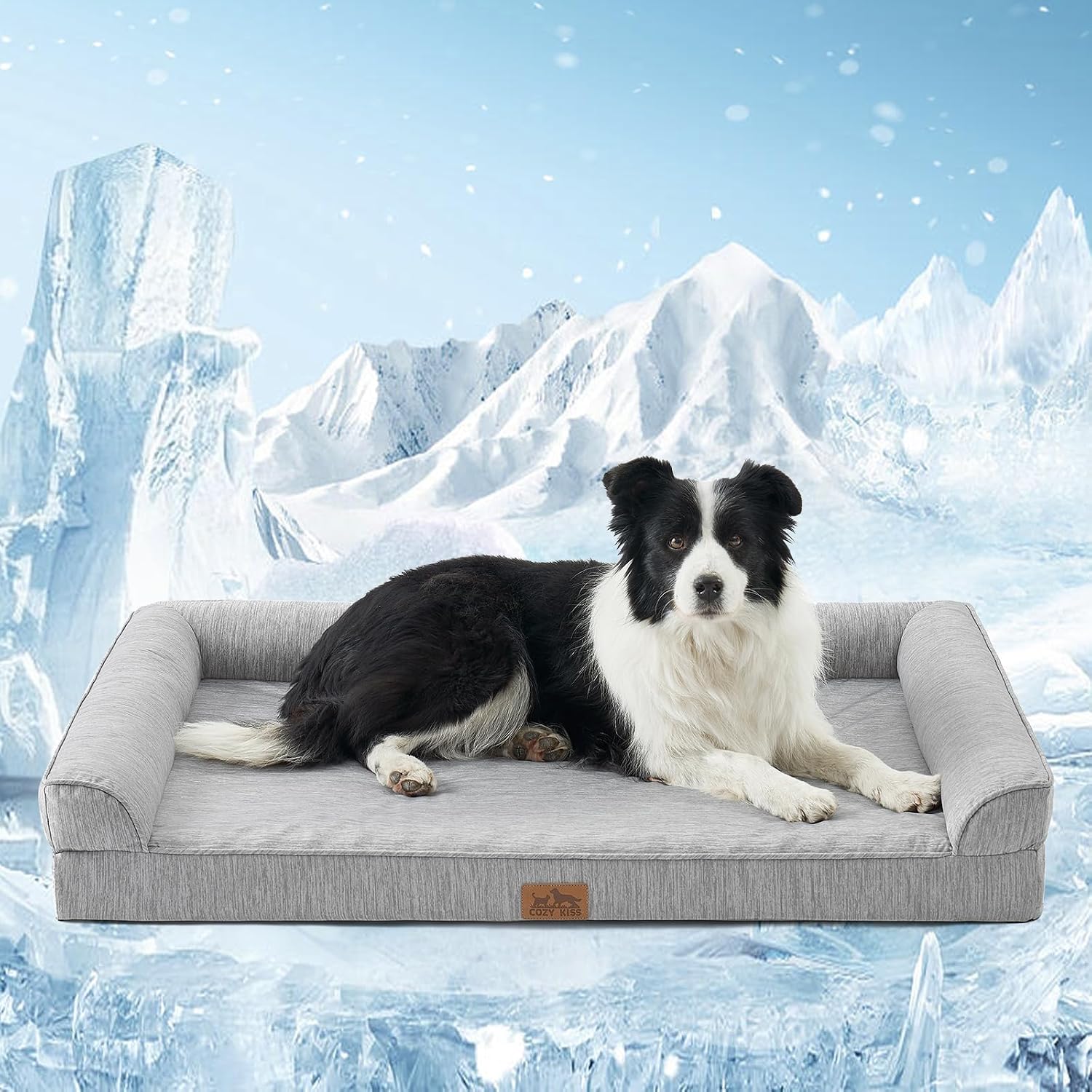Detalle de COZY KISS Cooling Dog Bed 107x76x18cm | Orthopaedic Large Pet Bed with Removable Cover