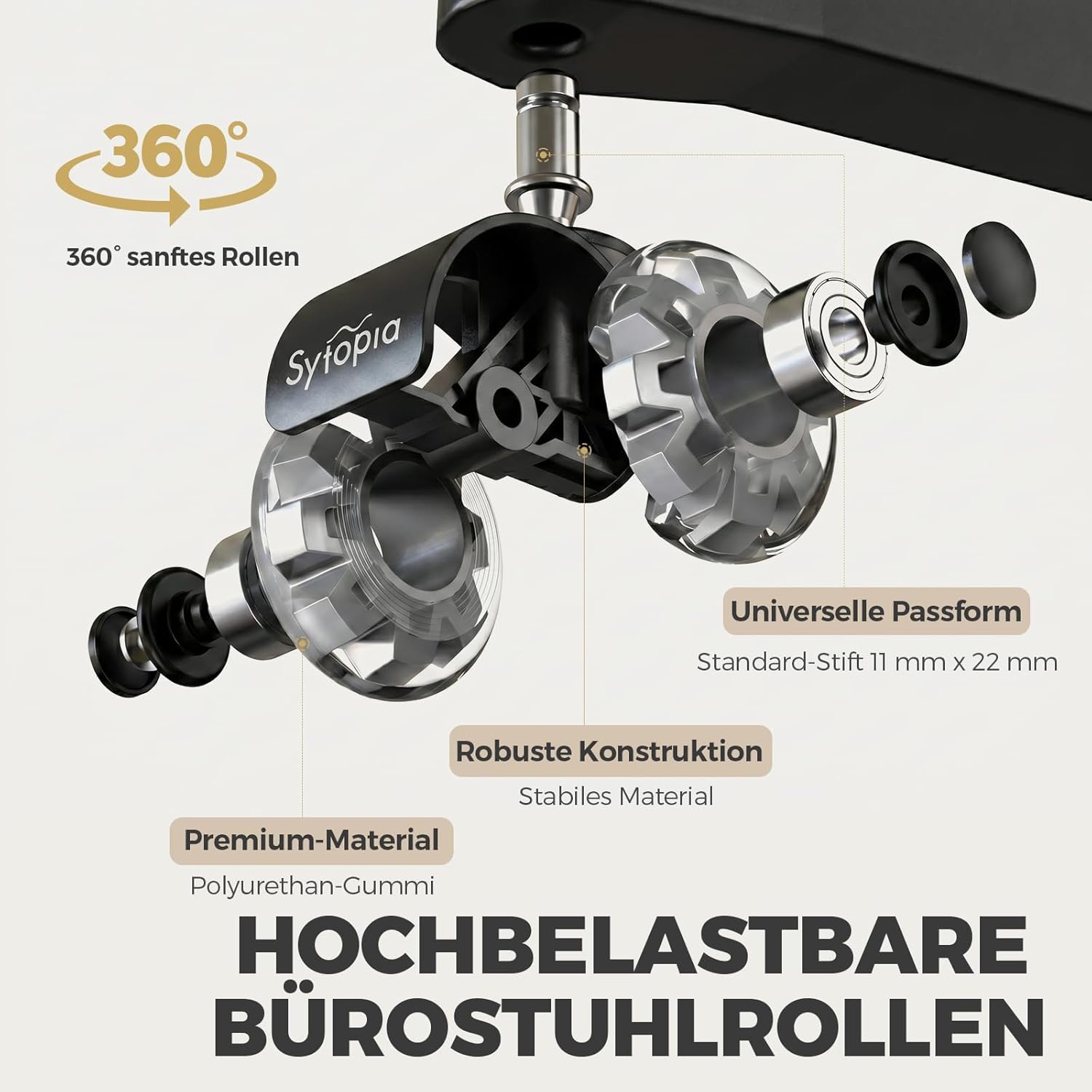 Thumbnail 2 de Sytopia Bürostuhl Rollen 11 × 22 mm, 5er Set
