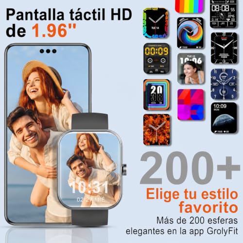 Detalle 2 de Matast 2026 Reloj Inteligente para Hombre y Mujer, 1.96'' con Llamadas Bluetooth, Notificaciones y 100+ Modos Deportivos