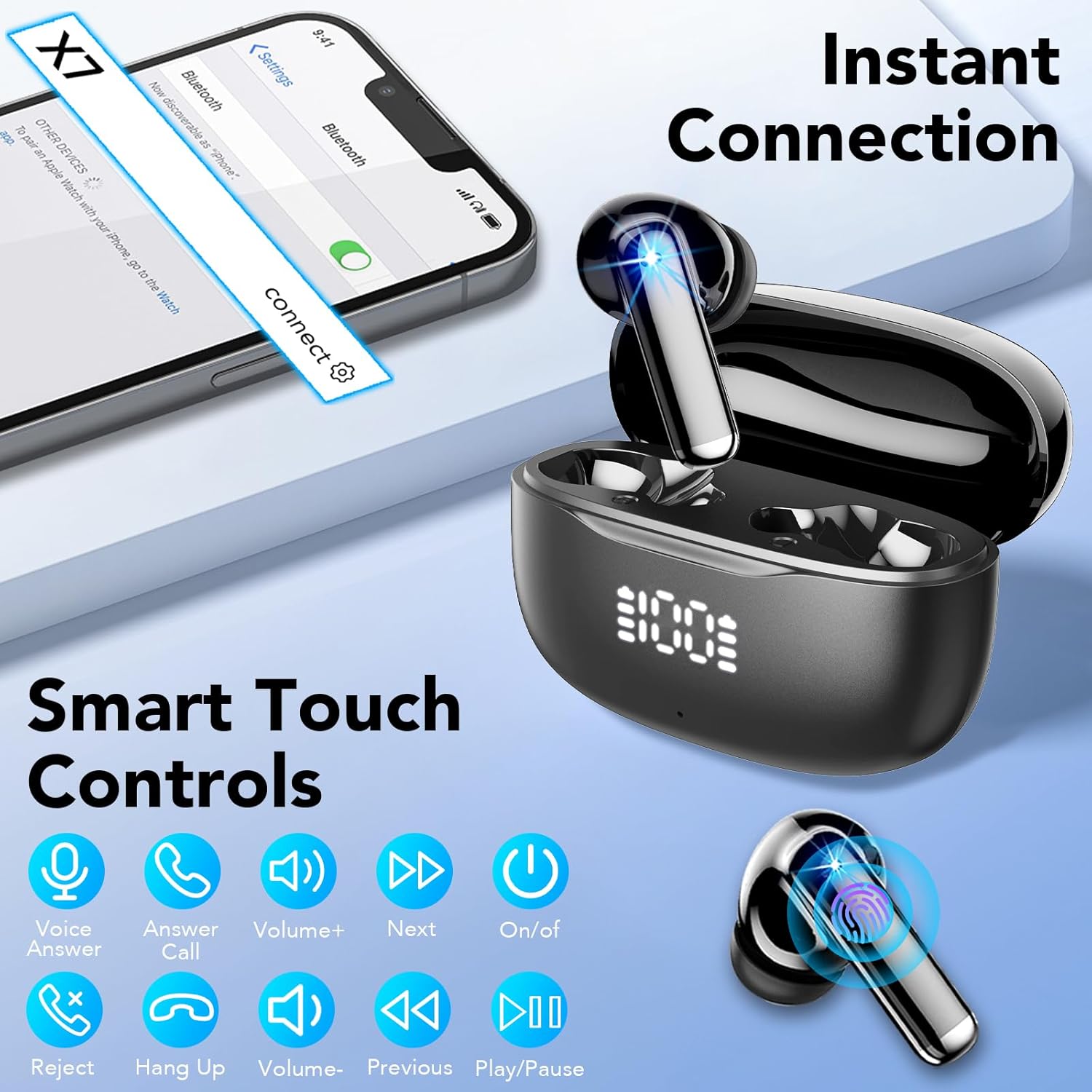 Detalle de 2026 Neu Bluetooth In-Ear Kopfhörer mit IPX7, USB-C, LED-Display und 40 Std Akkulaufzeit