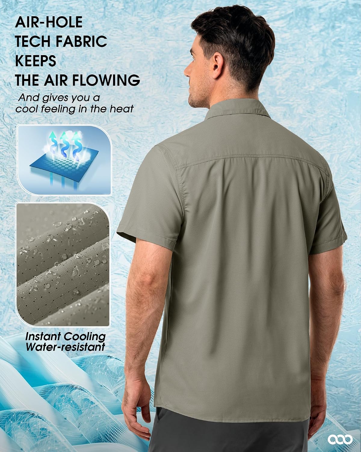 Detalle de 33,000ft Herren Kurzarm-Outdoorhemd UPF50+ – Schnelltrocknend, wasserabweisend und bequem