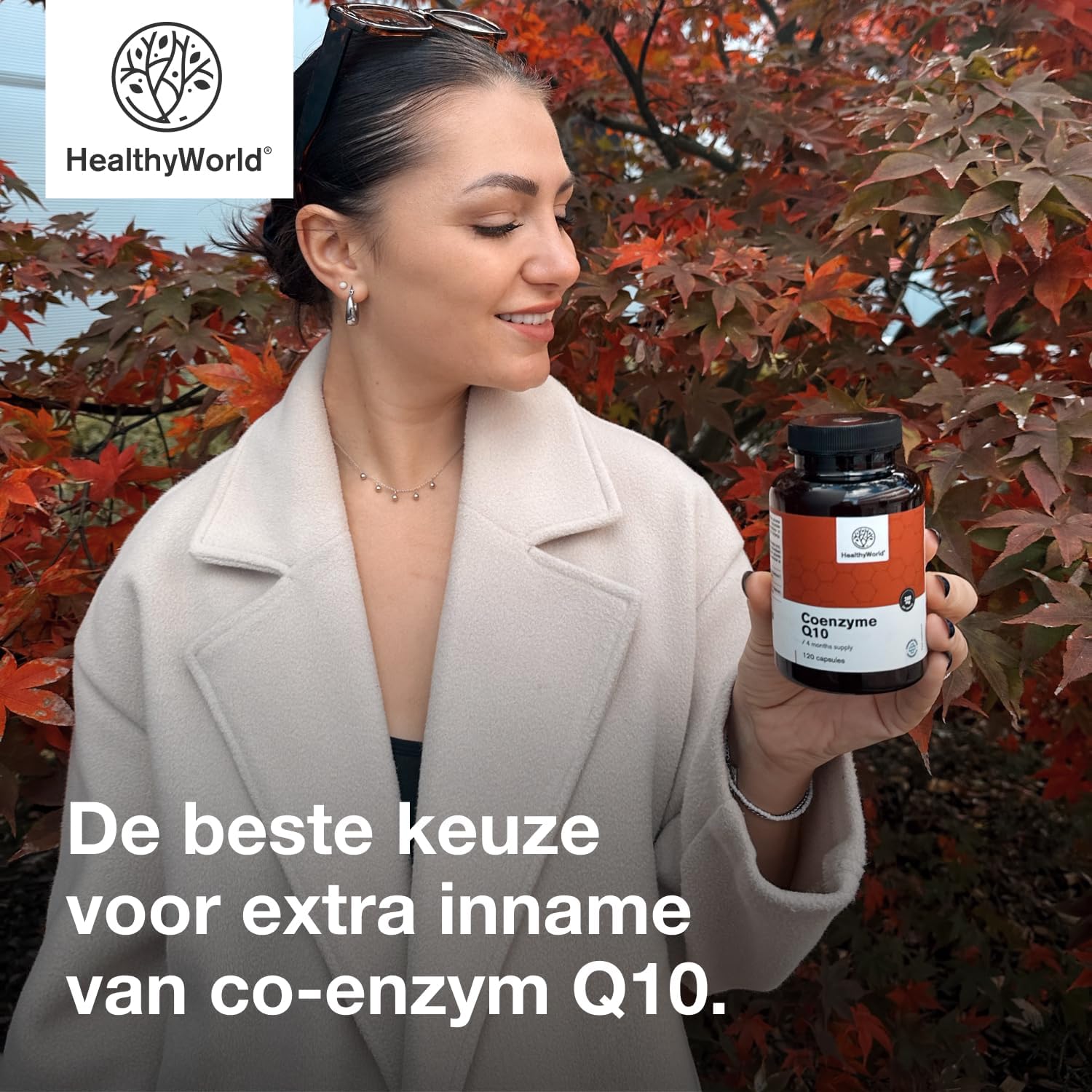 Detalle de HealthyWorld Co-enzym Q10 200 mg, 120 plantaardige capsules