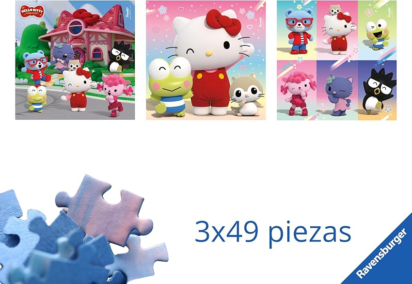 Detalle 2 de Ravensburger Hello Kitty Pack de 3 puzzles 49 piezas 21×21 cm