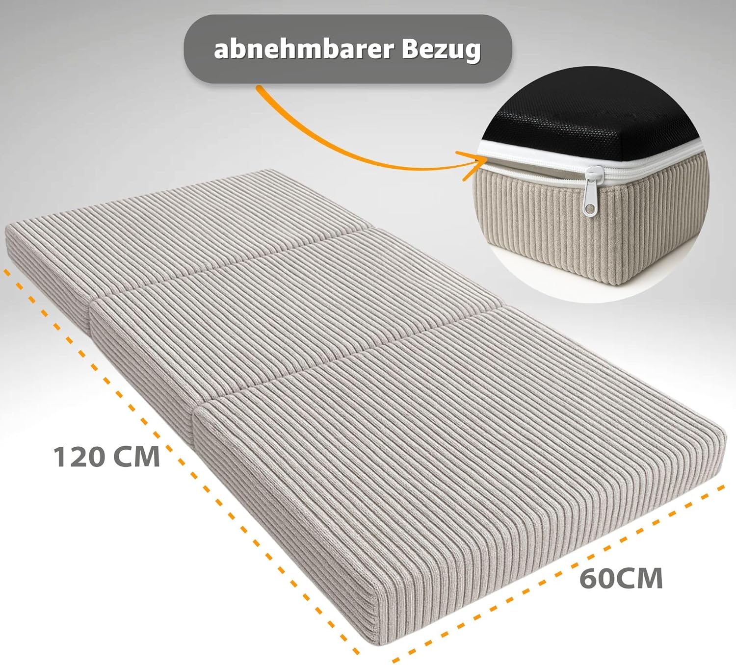 Thumbnail 1 de Totsy Baby Materasso Pieghevole Bambini 60x120 cm con rivestimento sfoderabile lavabile (Oeko-Tex), beige