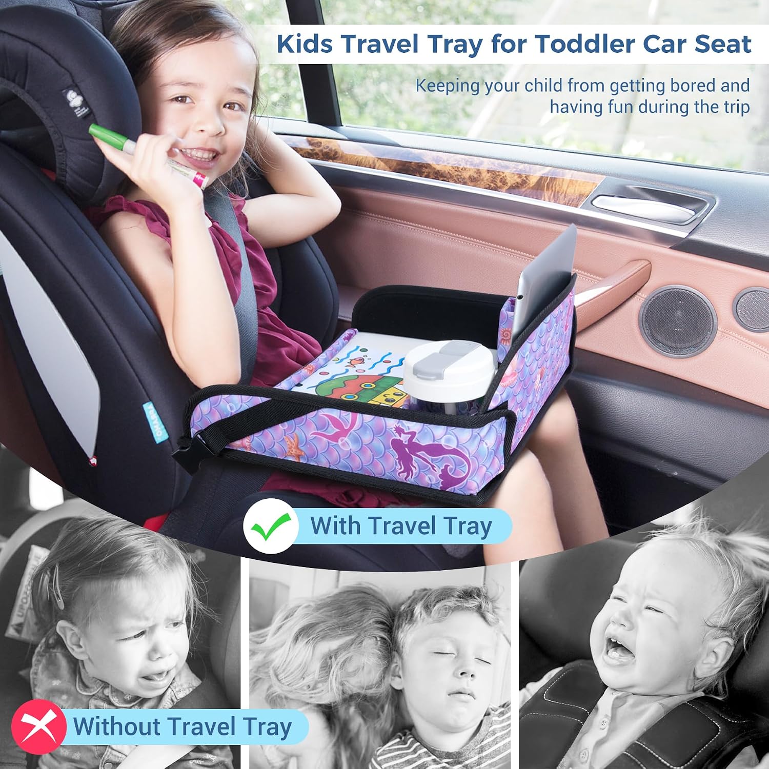 Thumbnail 3 de INFANZIA Mermaid Kids Travel Tray for Toddler Car Seat – Multi‑Purpose Travel Desk