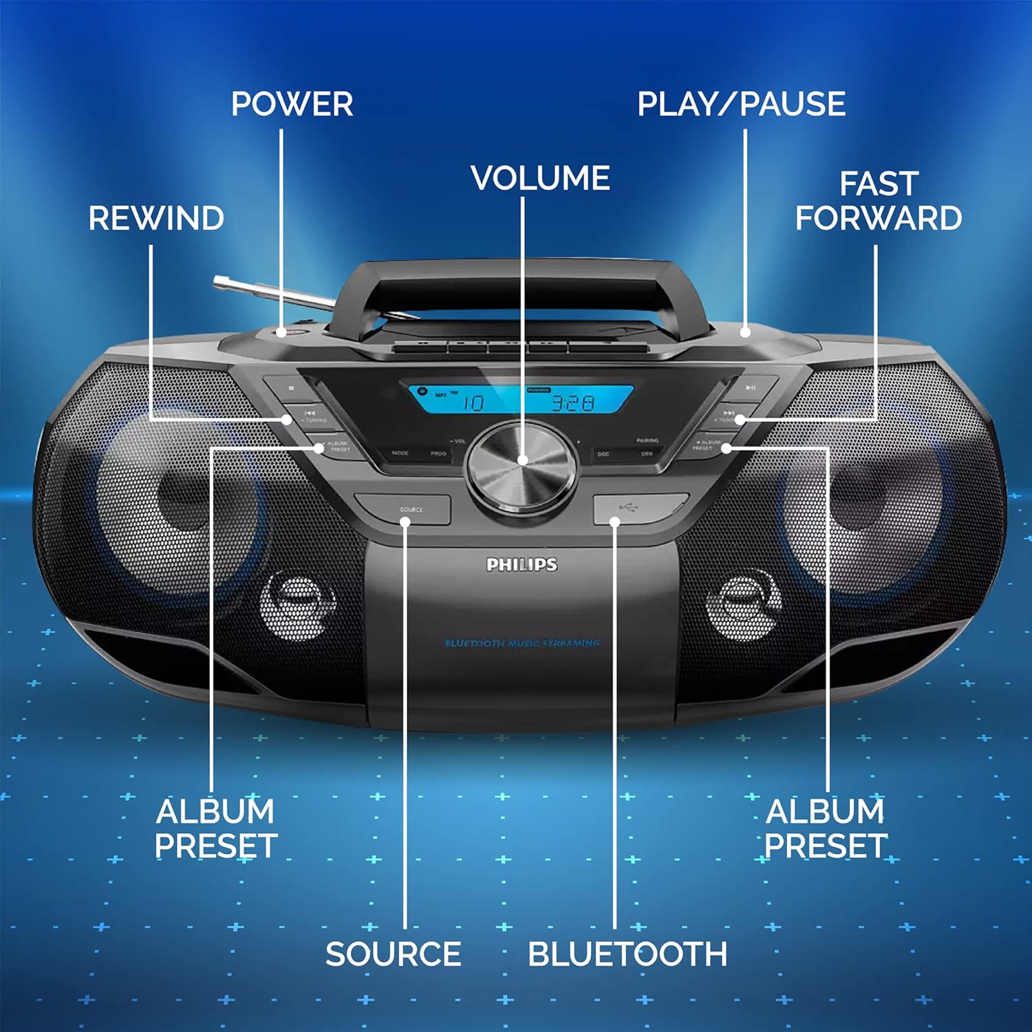 Thumbnail 1 de Philips Bluetooth Boombox with Cassette