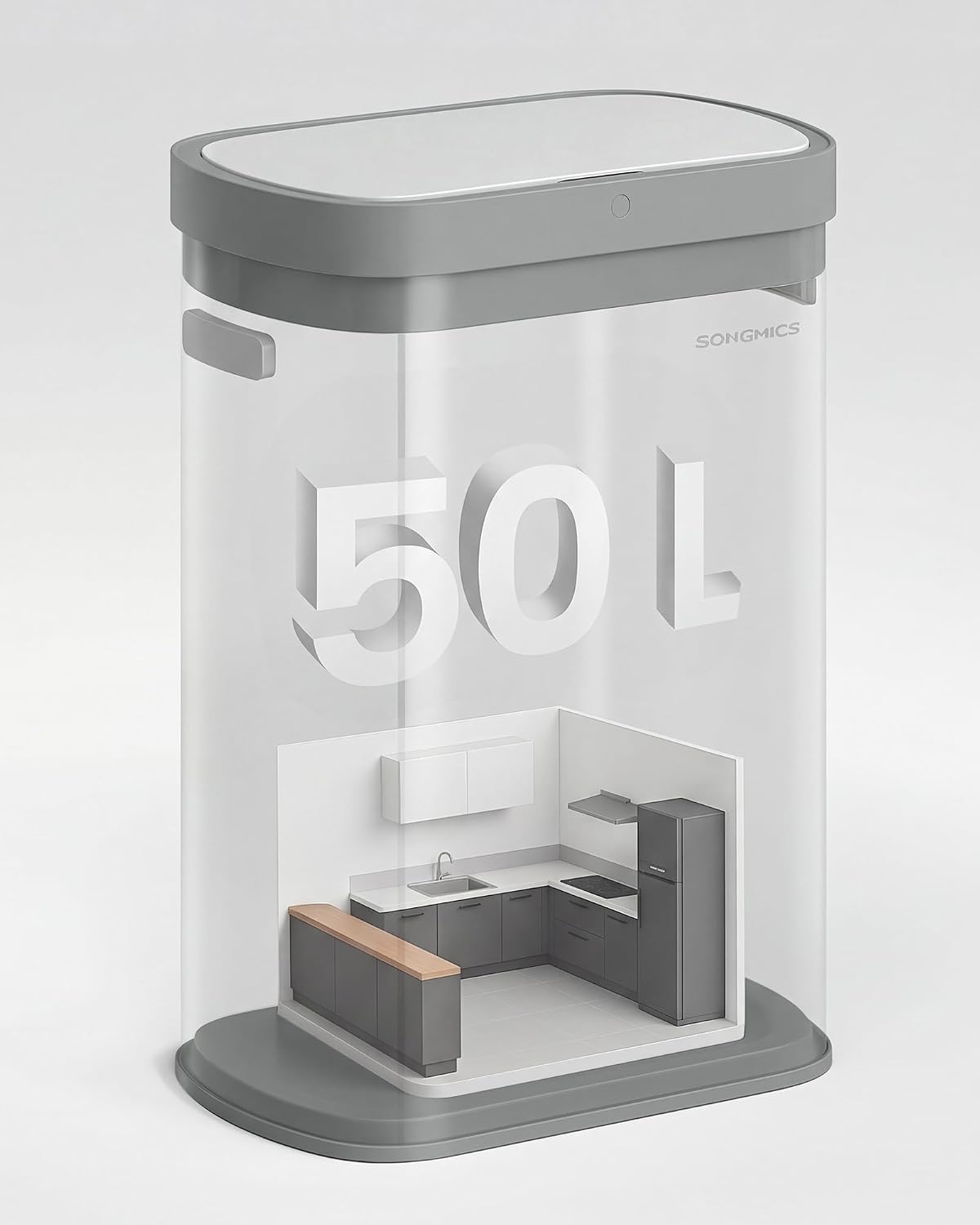 Detalle 2 de SONGMICS LTB640WZ02 kökssoptunna, 50 liter, sensor och touch, vit
