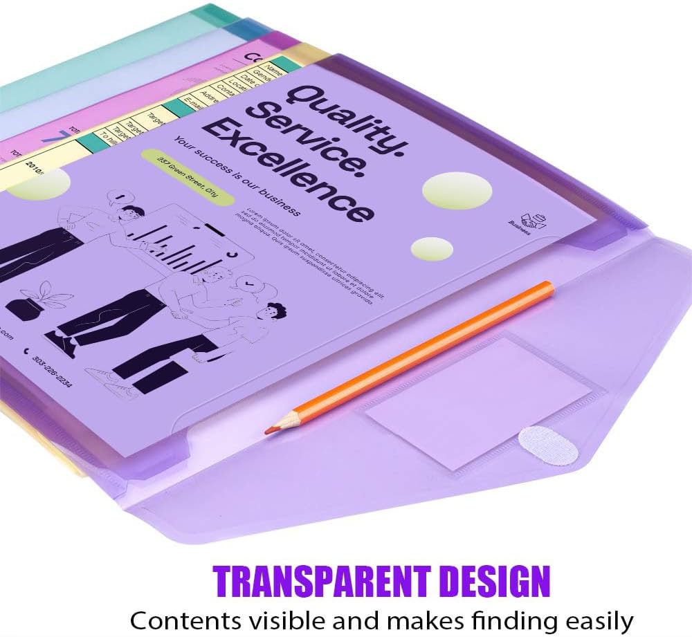 Thumbnail 4 de Sooez SZ-03-21 File Folders, 10-Pack Clear Poly Envelopes in 5 Colors
