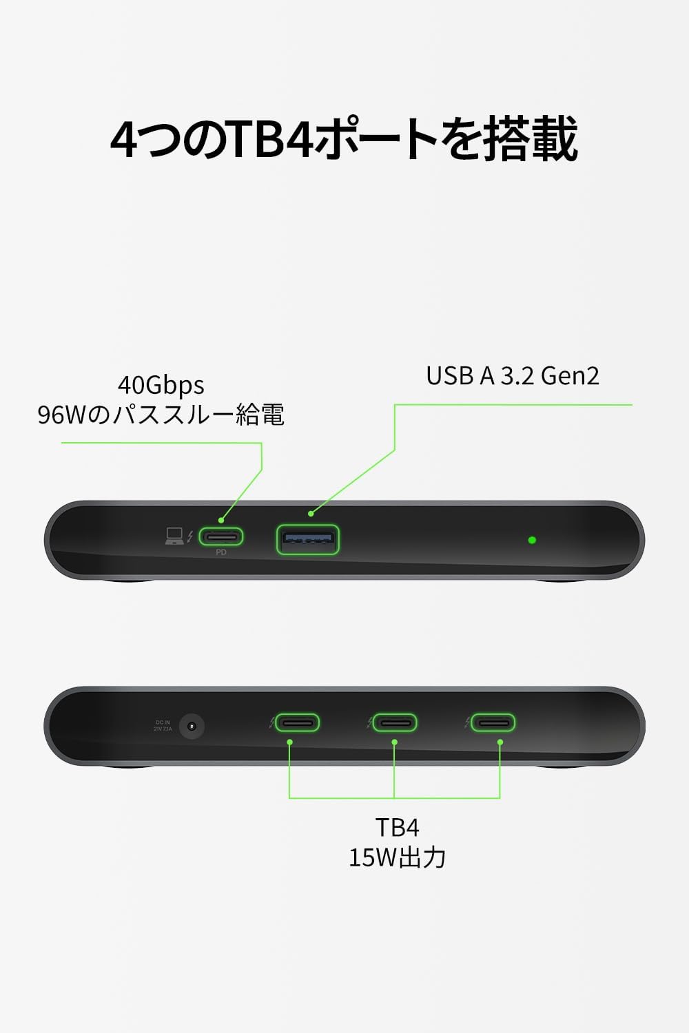 Detalle de Belkin INC013qcSGY Thunderbolt 4ドッキングステーション、40Gbps・最大96W給電・デュアル4K対応