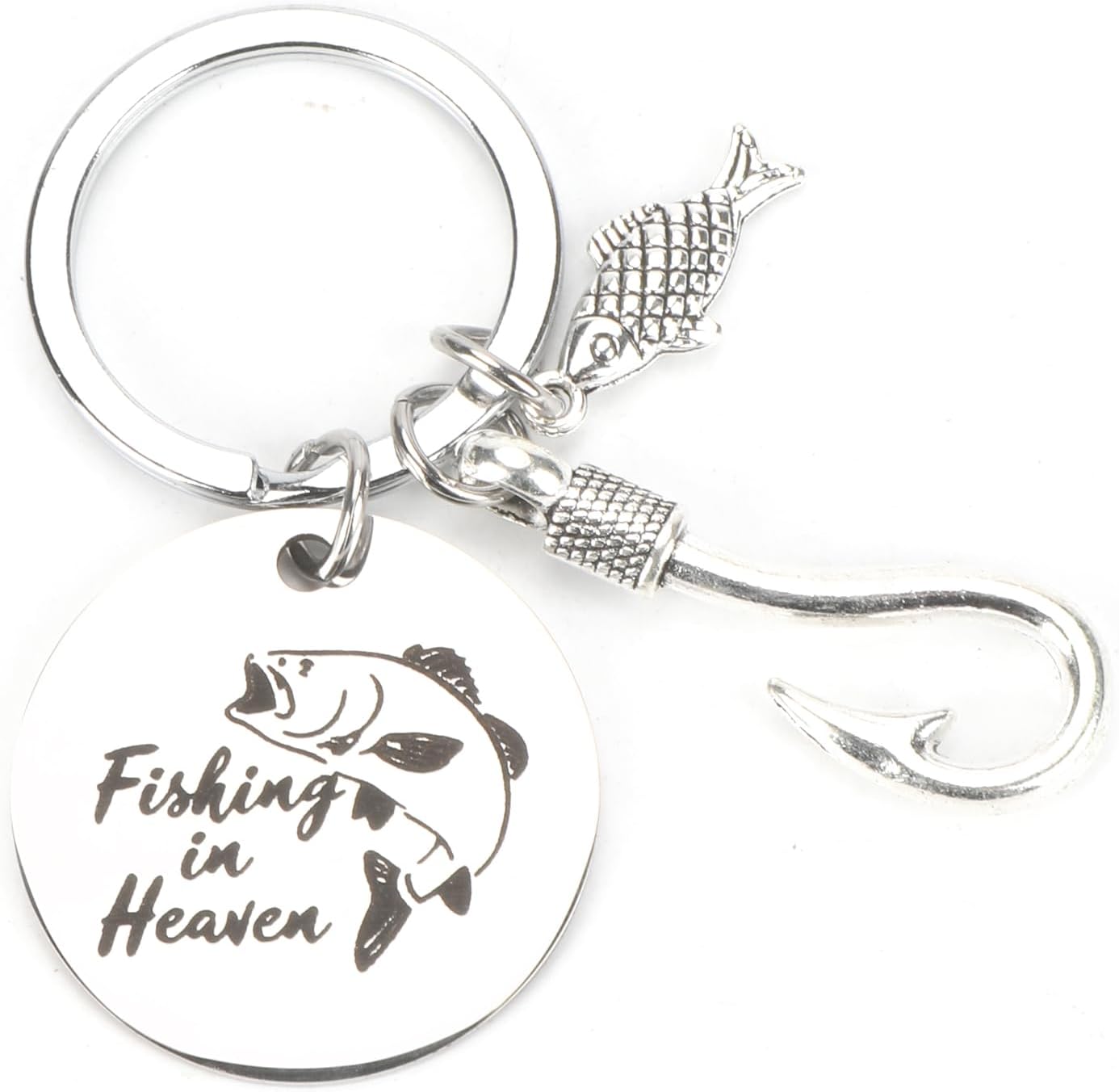 Detalle de Tranbath Fishing Keychain with Fish and Hook Charm
