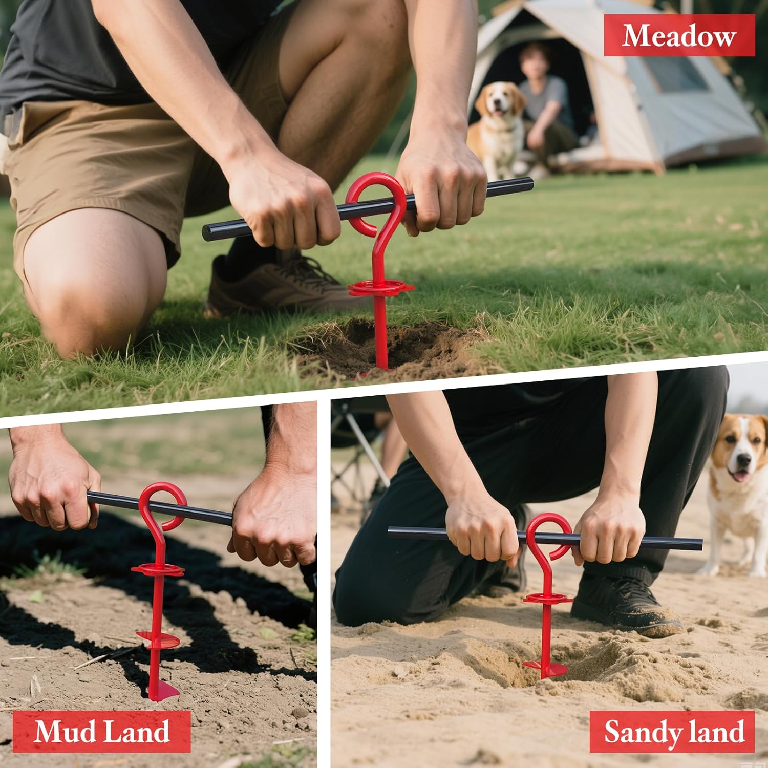 Thumbnail 2 de Chuiendi Dog Tie Out Stake – 40cm heavy duty 360° swivel ground anchor for yards, beach & camping