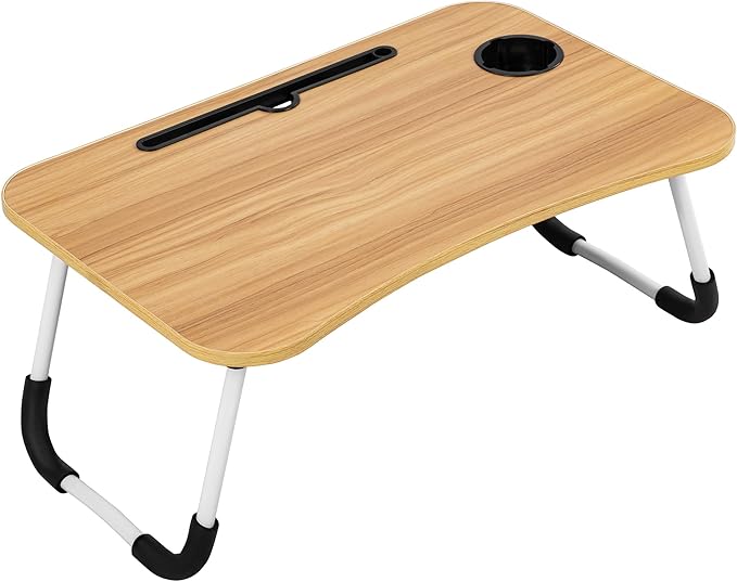Detalle de Mesa Plegable Auxiliar Portátil 60x40cm 🪑 con Ranura para Tablet