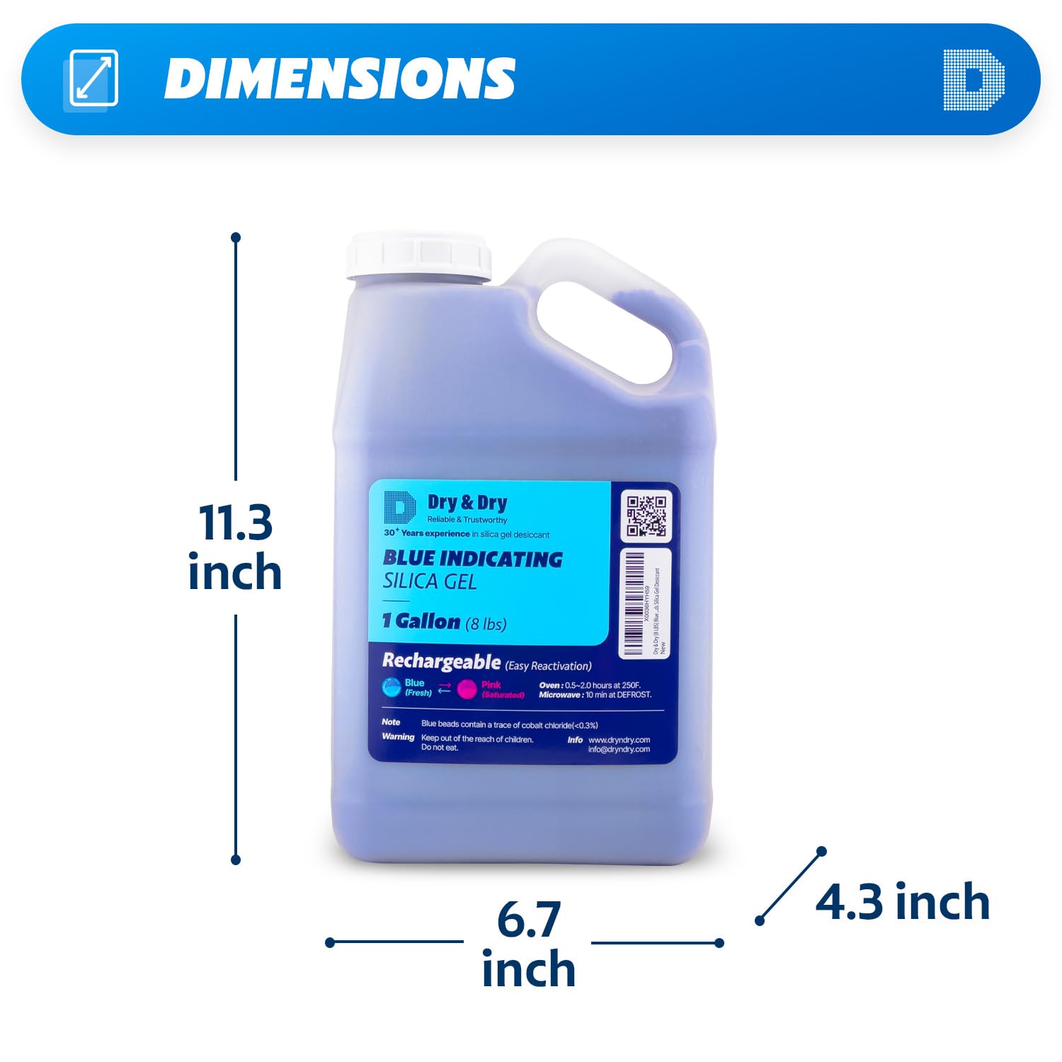 Detalle 2 de Dry & Dry DDBLUE BEADS-8 LBS Silica Gel Desiccant Beads, 3–5 mm