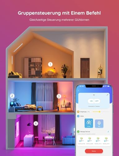 Detalle de Govee Smart Glühbirne E27 (2er Set) – WLAN LED RGBWW, 800 lm, dimmbar