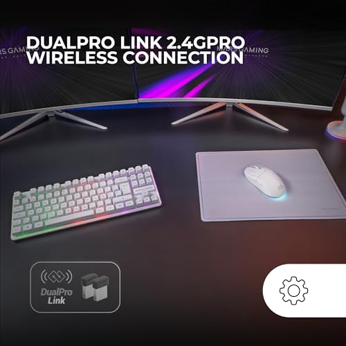Detalle 2 de Mars Gaming MCPWTKL: Combo Gaming Inalámbrico 3en1 (Teclado TKL FRGB, Ratón 3200 DPI HUANO, Alfombrilla 360x260mm) - DualPro Link 2.4GPRO