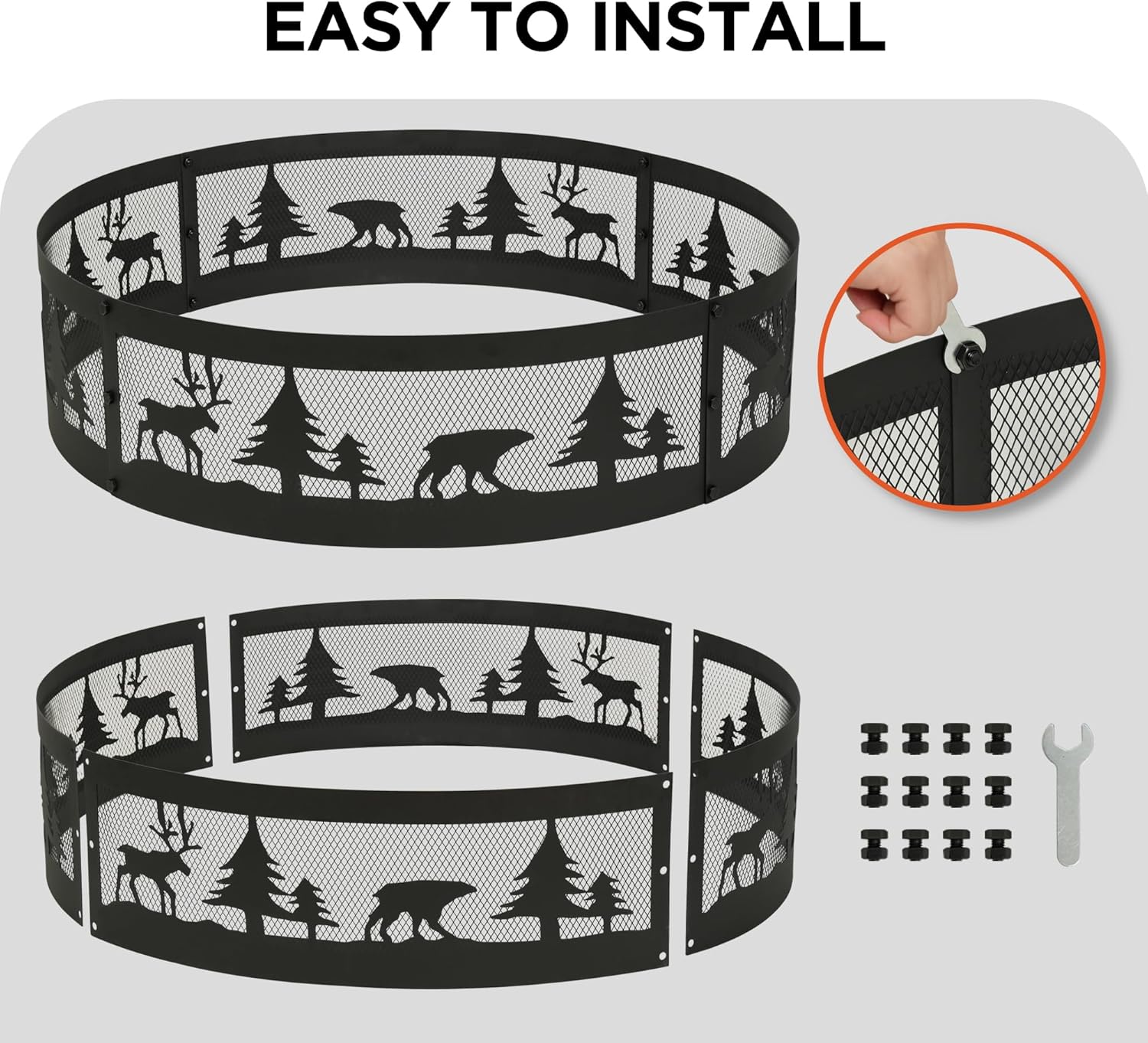 Thumbnail 5 de Red Mountain Valley 36 Inch Fire Pit Ring with Forest Wildlife Design