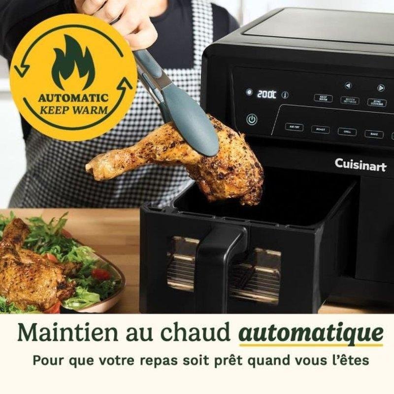 Detalle de Freidora de aire Cuisinart AFD10XBLE 10,4 L: doble cesta y ventana para cocinar dos platos a la vez