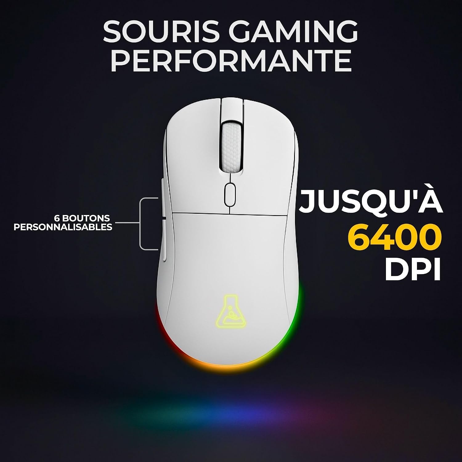 Detalle de The G-Lab Combo Tungsten EX : pack clavier souris Triple Connexion (2,4 GHz / Bluetooth / filaire) AZERTY FR RGB & macros + souris 6400 DPI (blanc)