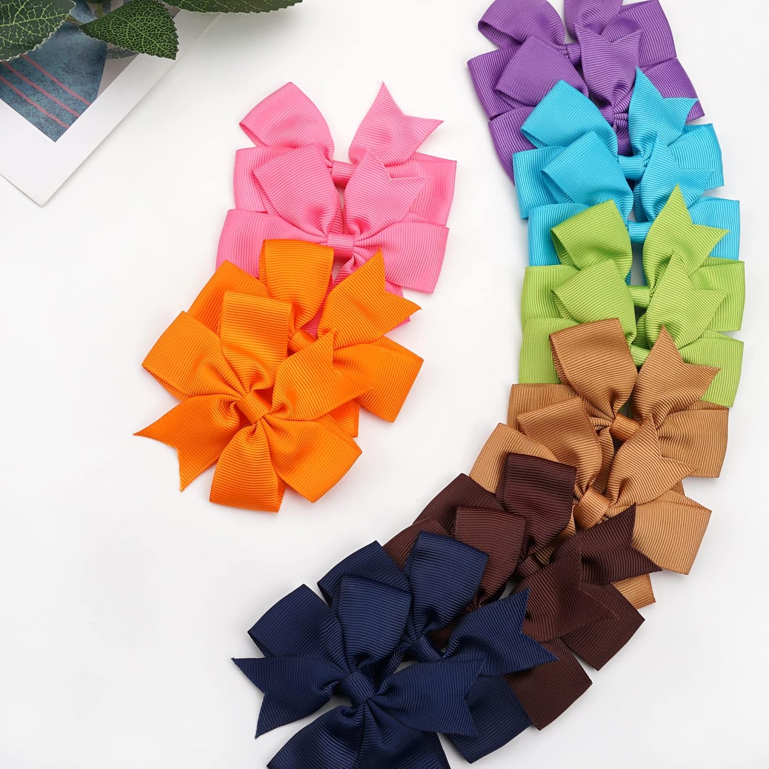 Detalle 2 de CÉLLOT babyhairclips-28 40-Piece Grosgrain Ribbon Hair Bows, 3-Inch Pinwheel