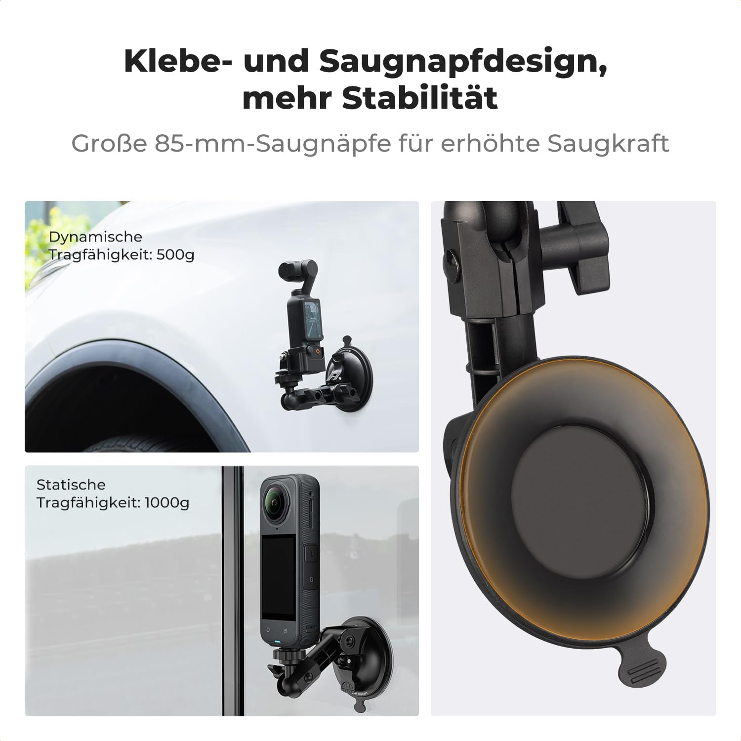 Thumbnail 2 de K&F CONCEPT Saugnapfhalterung für DJI Osmo Pocket 3 – mit 1/4-Gewinde, Adapter für Action-Cams