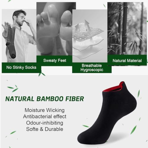 Detalle de Niorasen Bamboo Trainer Socks, Low-Cut, 6 Pairs, 90% Bamboo Viscose