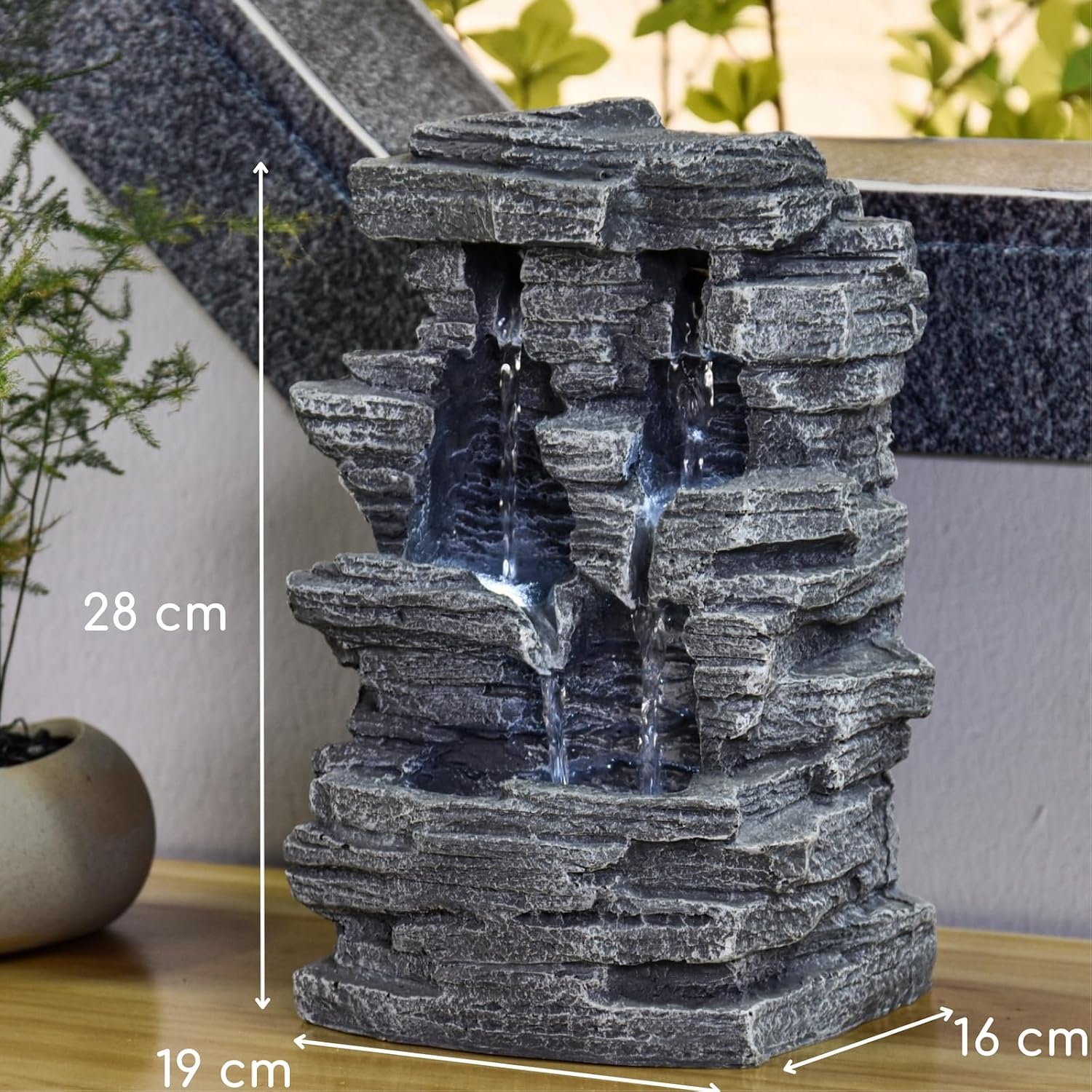 Detalle de Zen Light SCFR150 Zen Arôme Grand Canyon – szara fontanna LED 19 × 16 × 28 cm