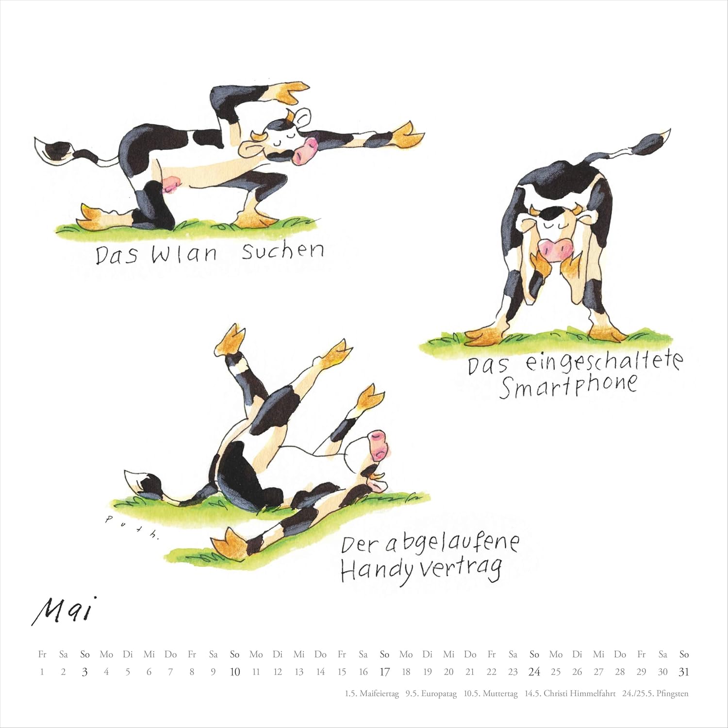 Thumbnail 3 de DUMONT Wandkalender 2026 „Mit den Yoga-Kühen durchs Jahr“ im Quadratformat (23 x 23 cm)