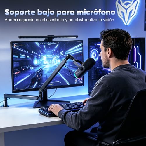 Detalle de FIFINE Soporte de Micrófono con Brazo K658/K688 AM8/A8: estabilidad y gestión de cables para tu escritorio