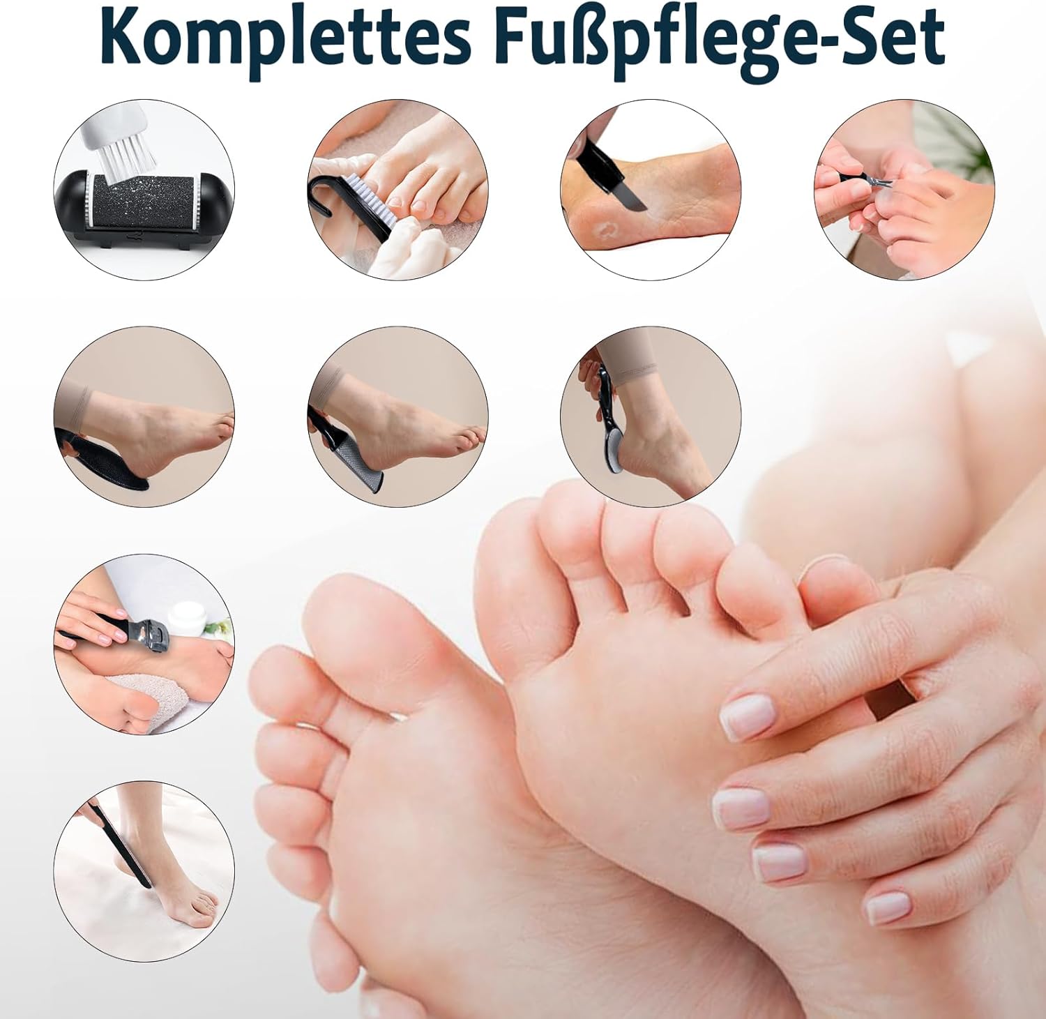 Thumbnail 6 de Pedicure elettrico professionale per piedi con 3 testine abrasive sostituibili e 3 velocità (nero)