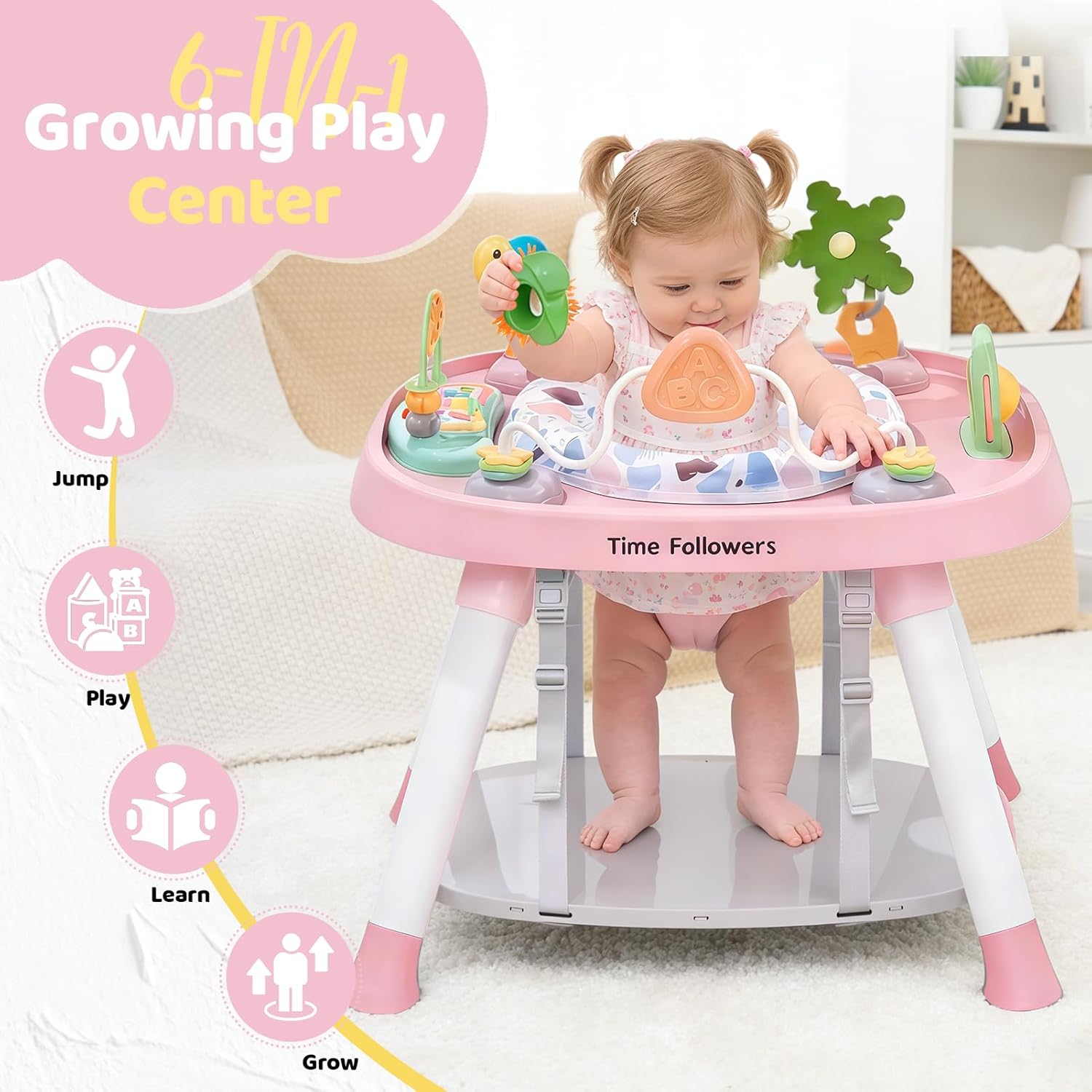 Detalle 2 de Time Followers 6-in-1 Baby Activity Center: 6 Stages of Growth in One Pink Center