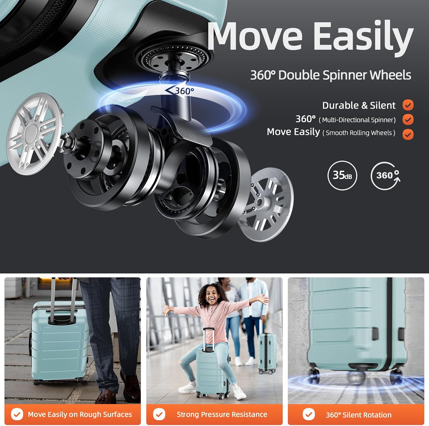 Detalle de SHOWKOO Expandable 100% PC Luggage set