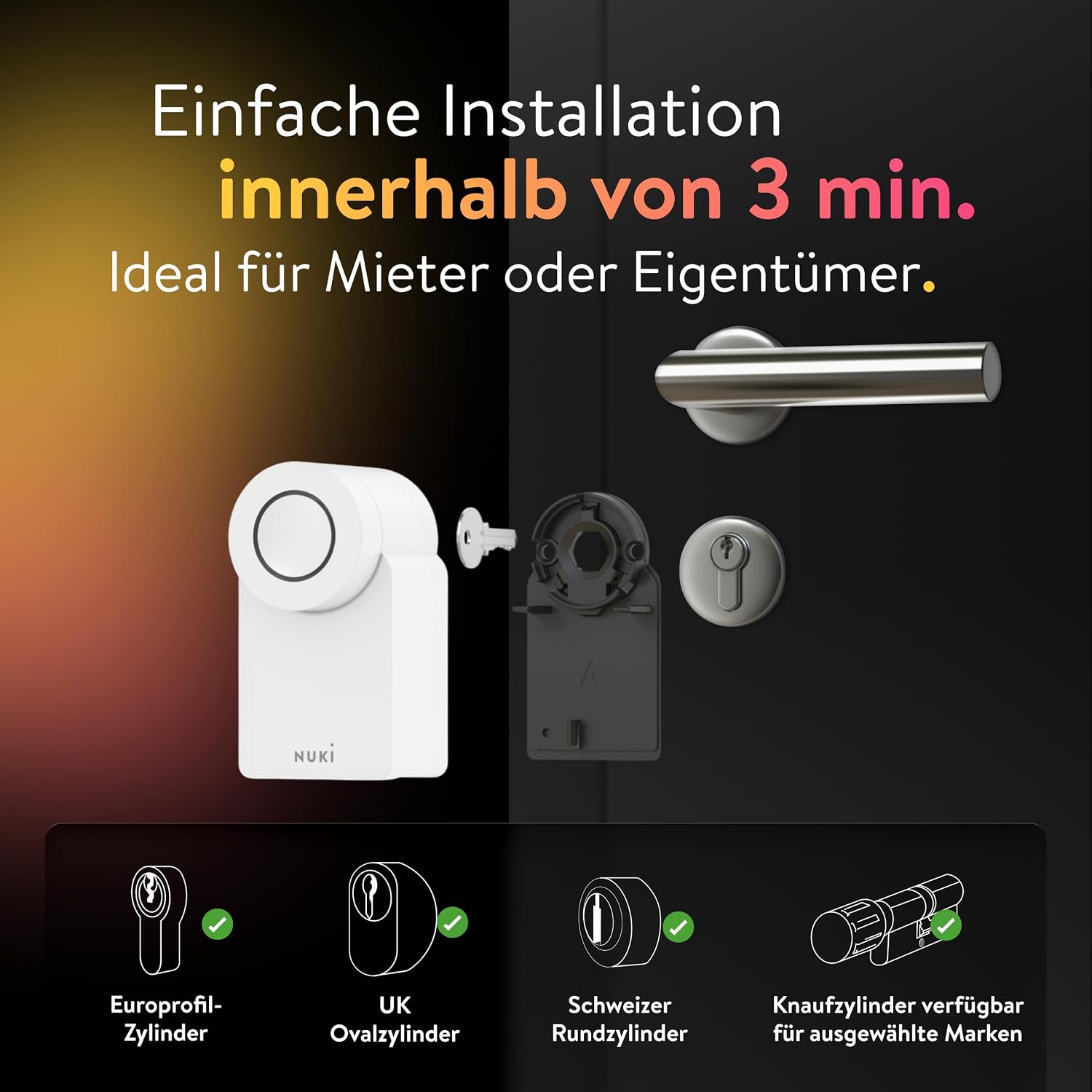 Detalle de Nuki Smart Lock Go (2025) – elektronisches Türschloss mit Bluetooth, WLAN & Matter, inkl. Keypad