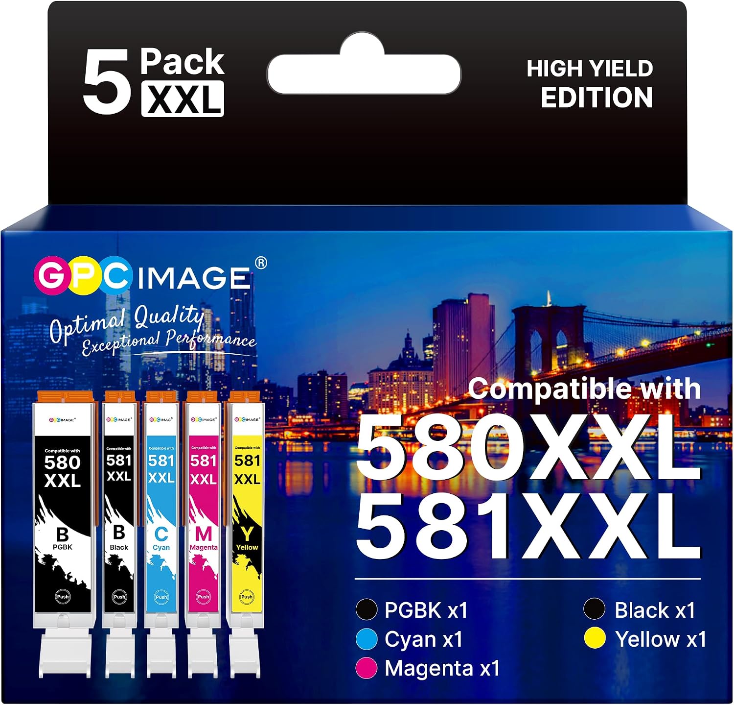 Detalle de GPC IMAGE 580/581 XXL kompatible Druckerpatronen (5er-Pack) đź–¨