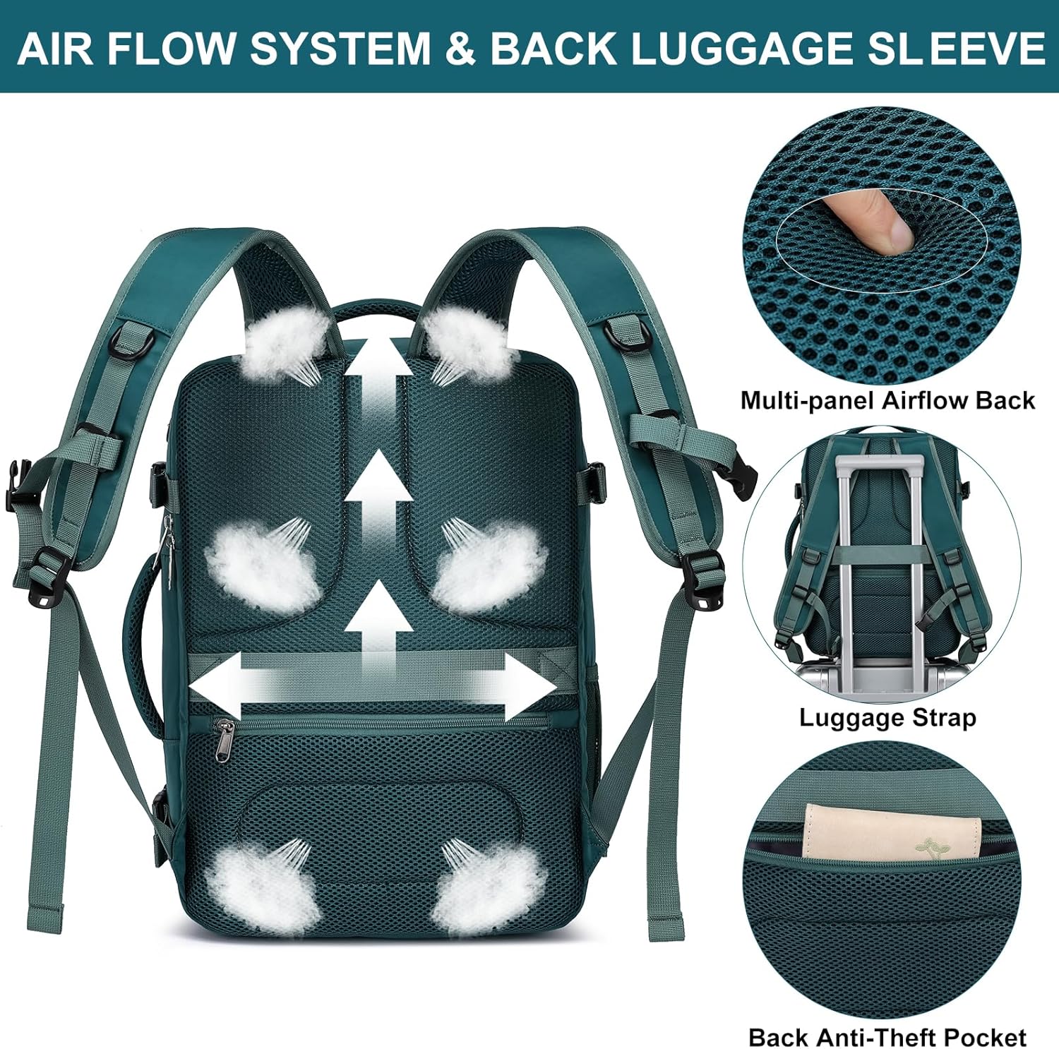 Thumbnail 6 de EZUOLA Carry On Backpack: 25L Travel Backpack for Women, Flight-Approved Underseat Organizer