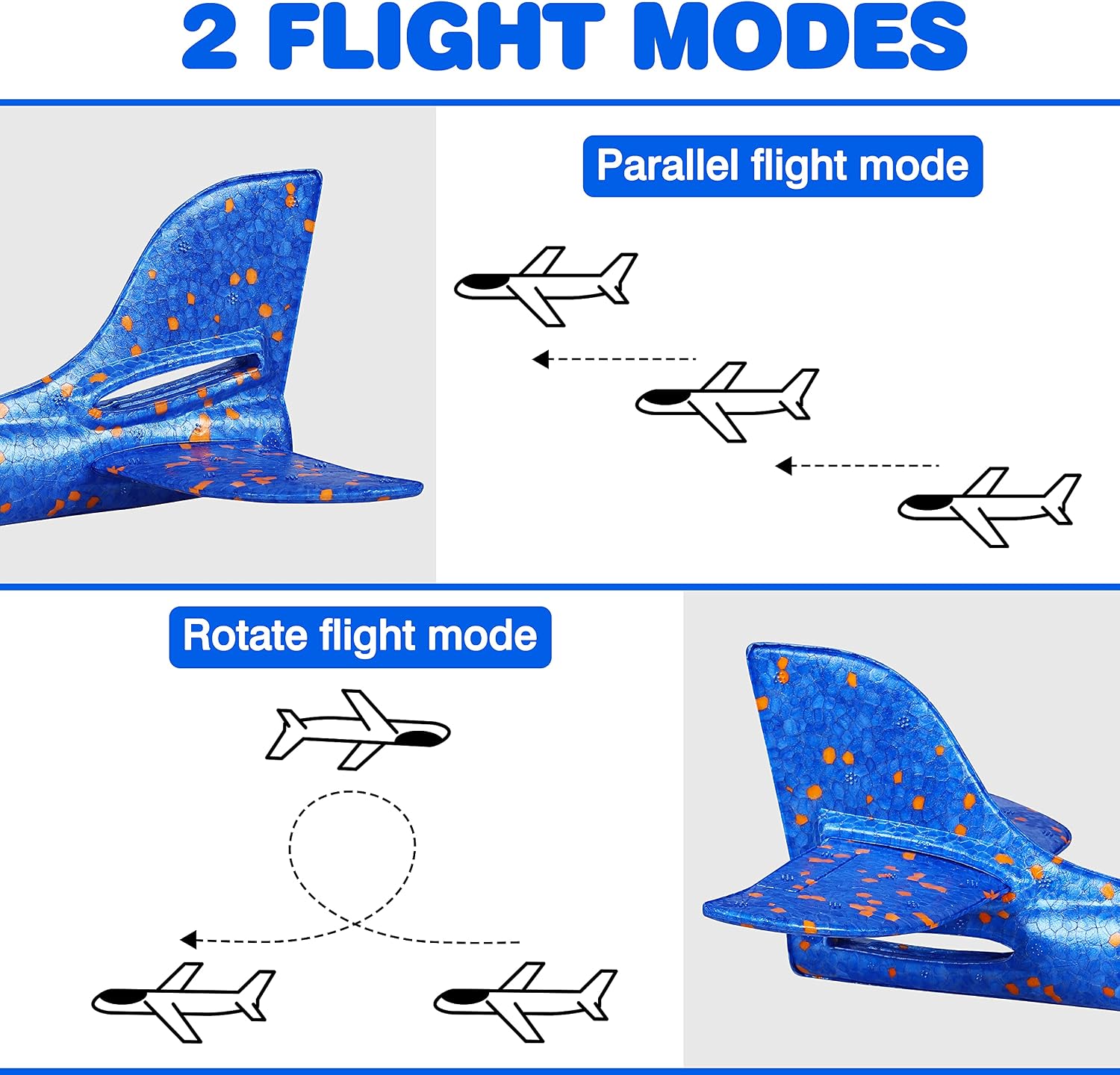 Detalle de CUKU 4-Pack LED Light Airplane Toys, 17.5-Inch Foam Gliders with Two Flight Modes