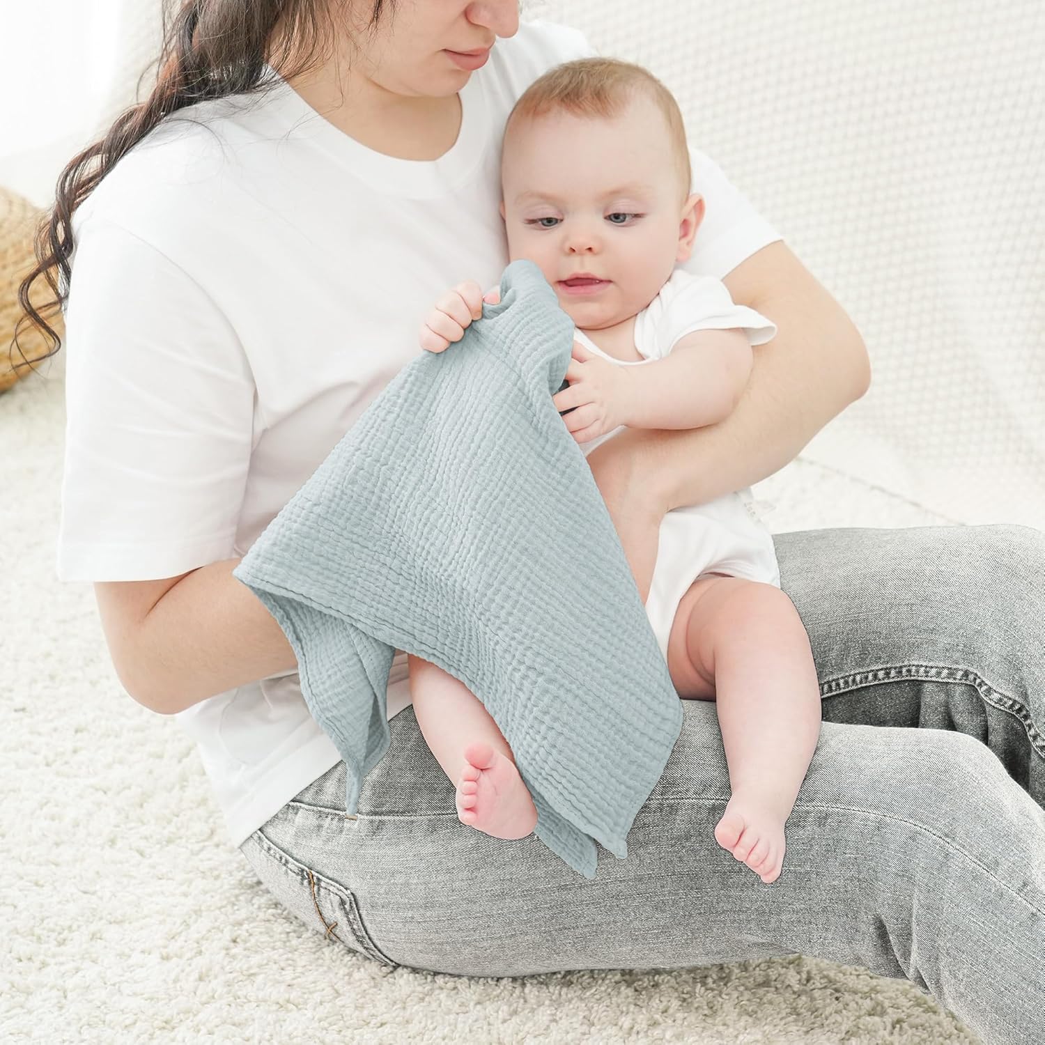 Thumbnail 1 de Bearmoss Moltontücher Baby – 100% Baumwolle Musselin Spucktücher, 3er Set, 60×60 cm