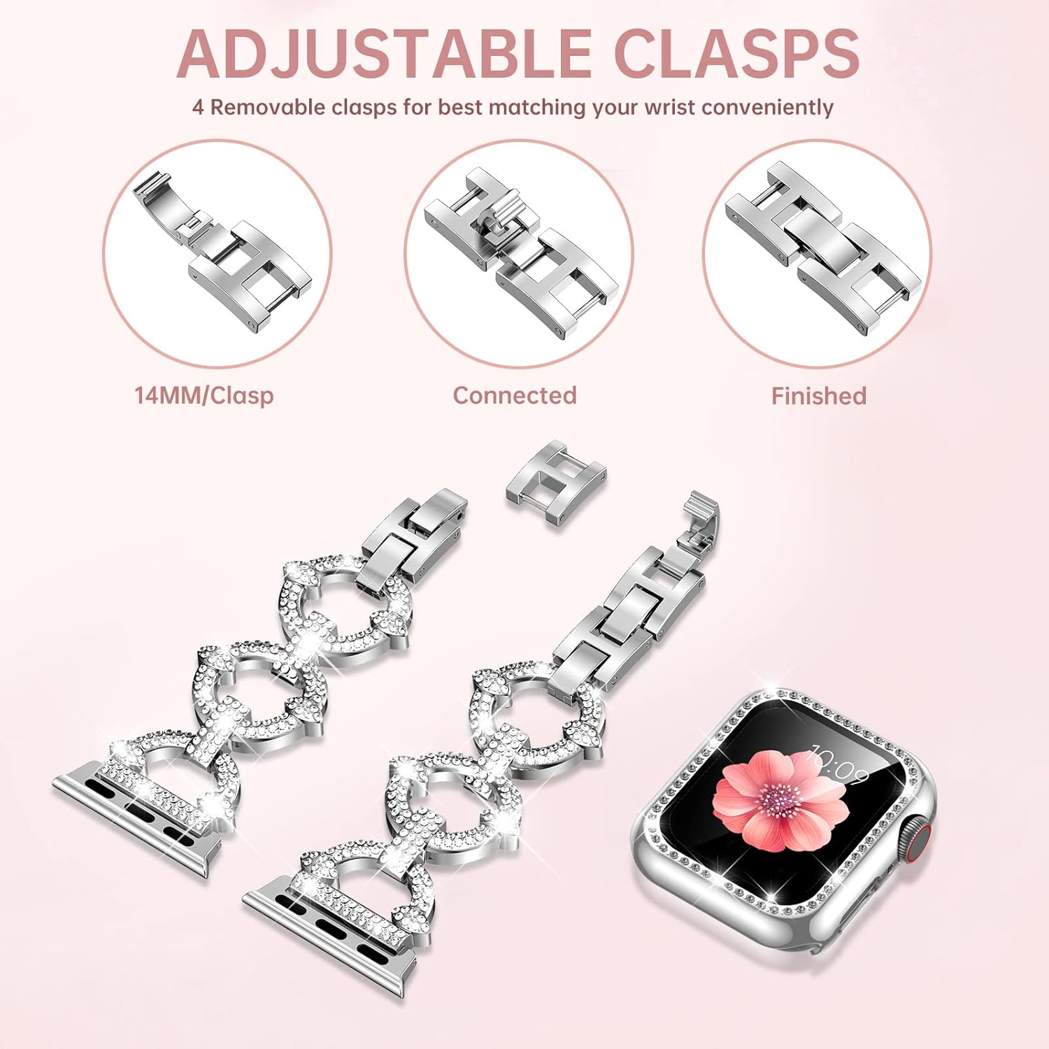 Detalle 2 de Mesime Compatible Apple Watch Band 44mm bling strap