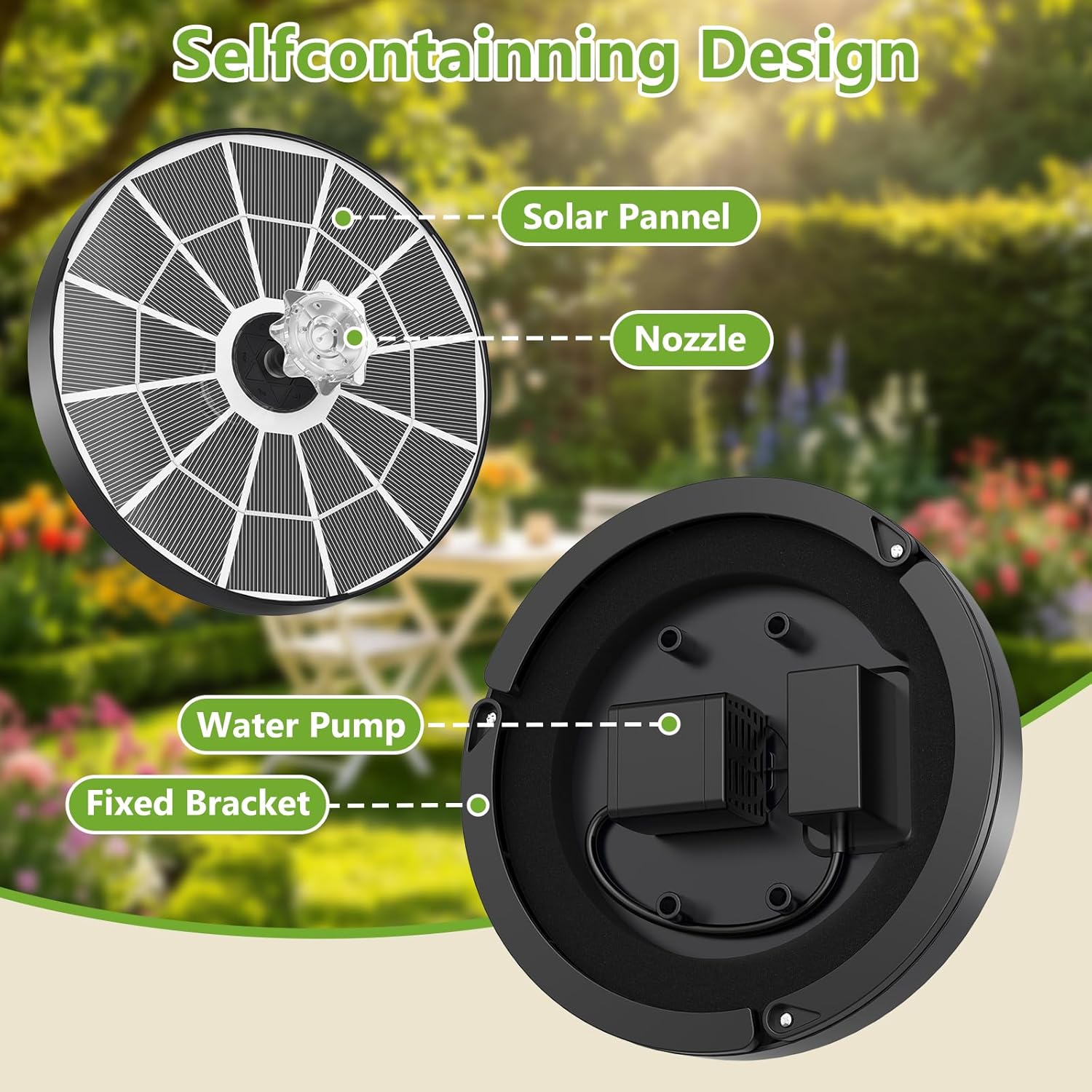 Detalle 2 de AISITIN Solar Springbrunnen 3,7 W für Außen