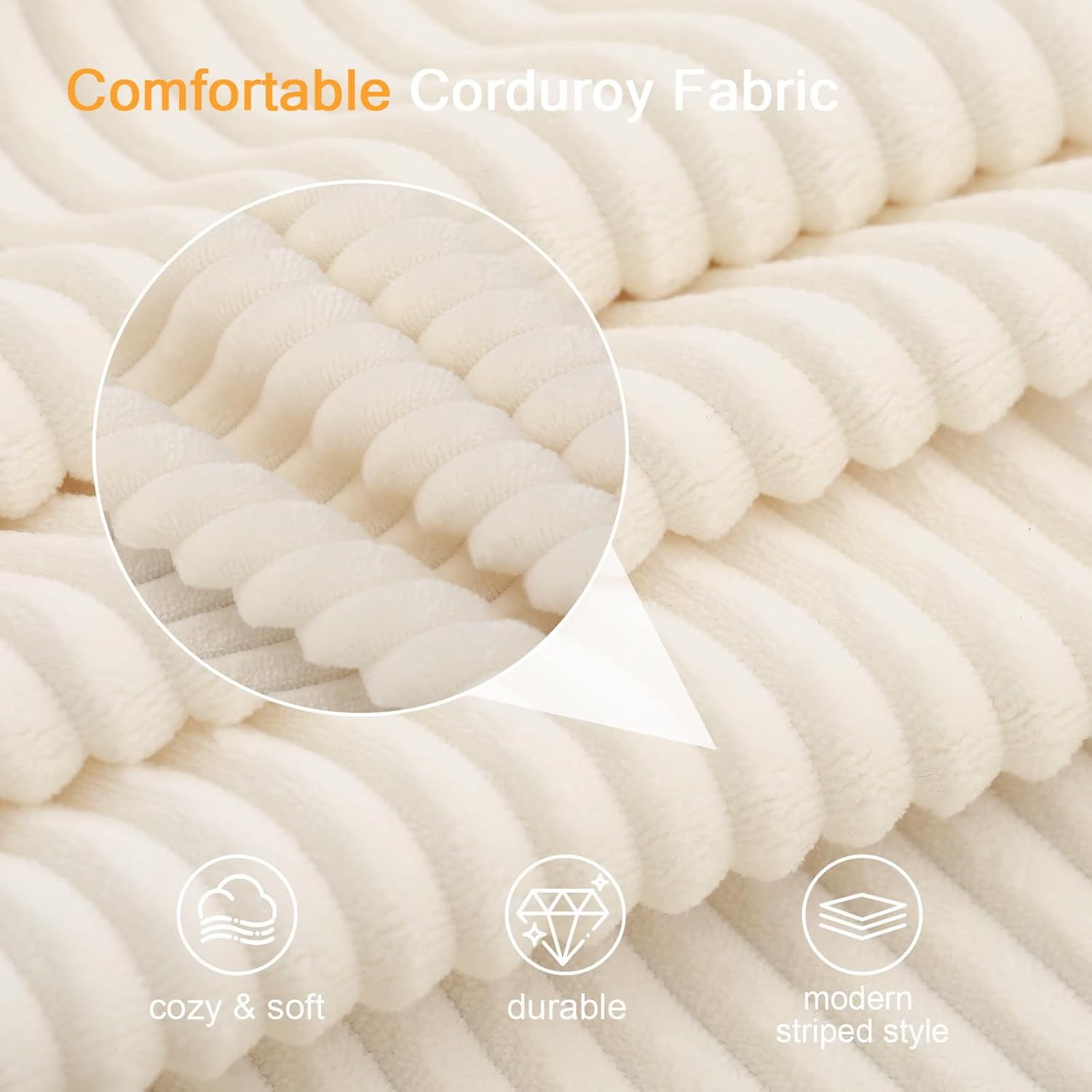 Thumbnail 6 de COMAX Convertible Sofa Bed (Corduroy Beige) – Folding Floor Couch Bed Futon Sleeper w/ Pillows