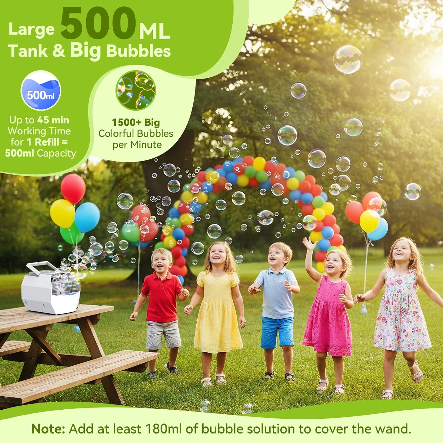 Thumbnail 1 de Theefun Bubble Machine 500mL: Portable, Safe, and Great for Parties