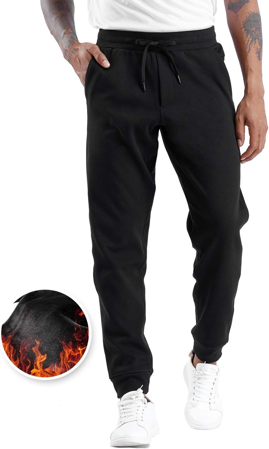 Detalle de The Gym People pantaloni da jogging da uomo in pile con tasche profonde e vestibilità ampia