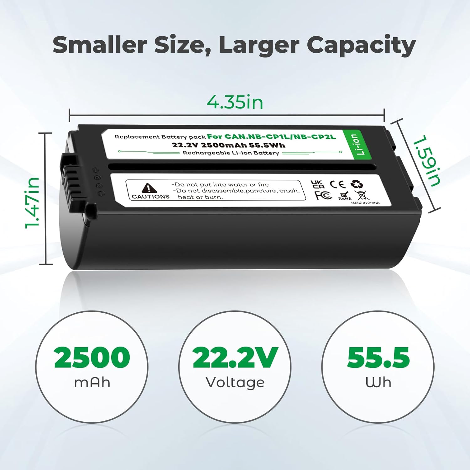 Thumbnail 1 de TQTHL NB-CP2L Akku (2500 mAh) mit Ladegerät für Canon SELPHY CP1500 & weitere Foto-Drucker