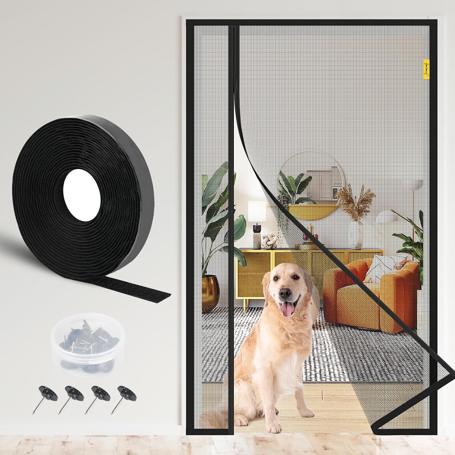 fowong Magnet Fliegengitter Balkontür 110x220 cm – Reißfest, seitliche Öffnung, ohne Bohren