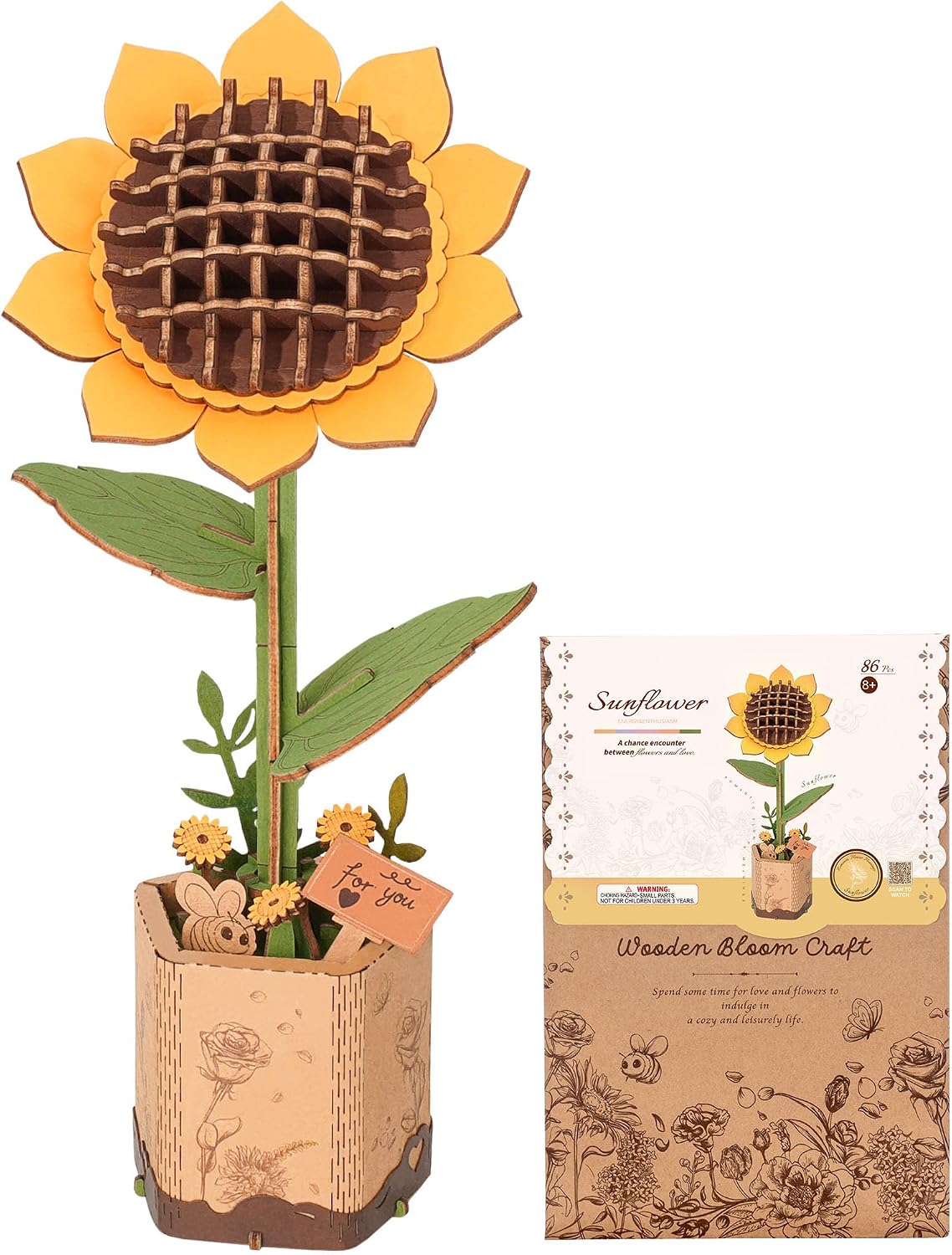 Detalle de Robotime Flor Puzzles 3D Madera Girasol 🌻